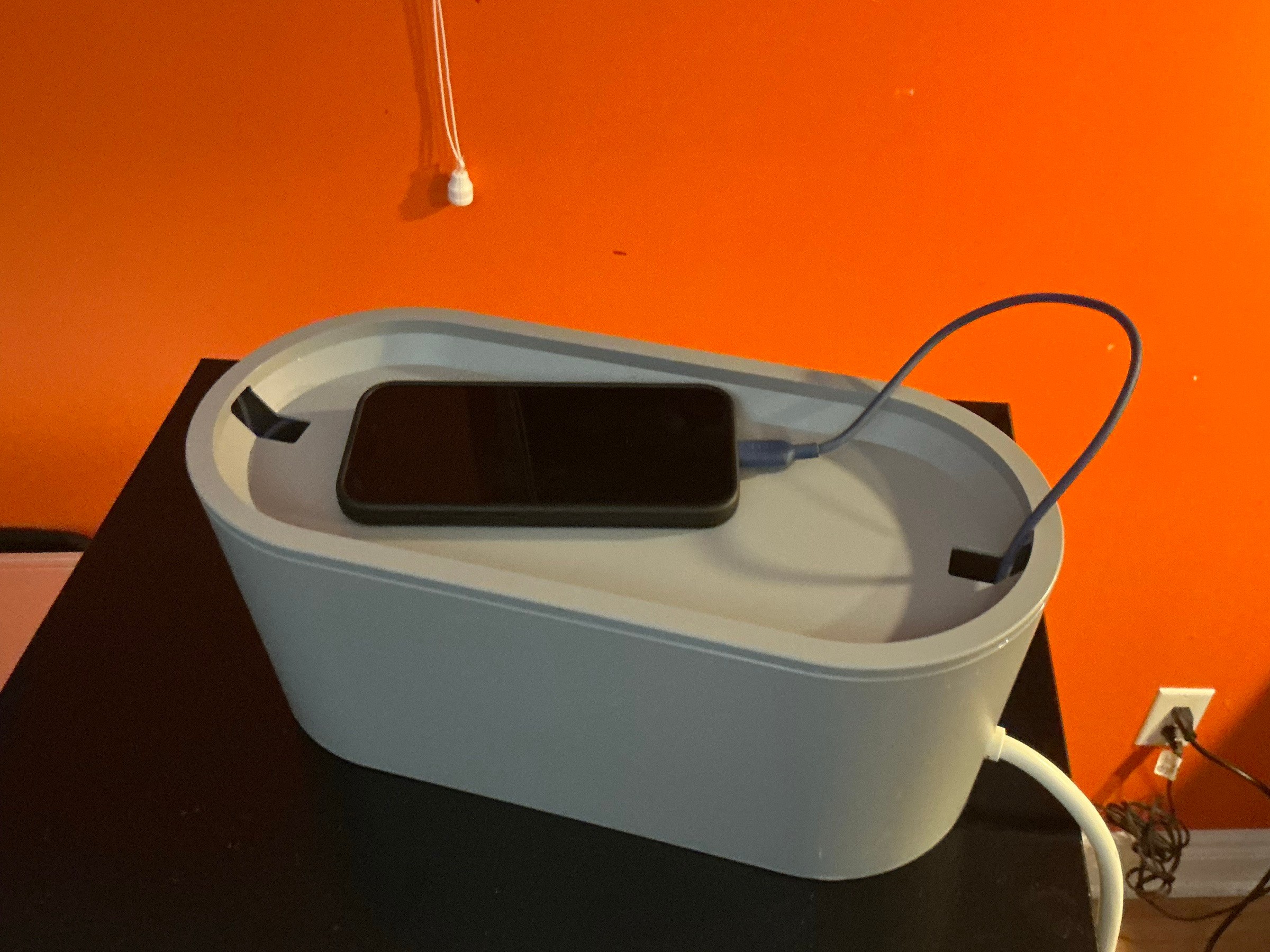 IKEA cable management box with power strip