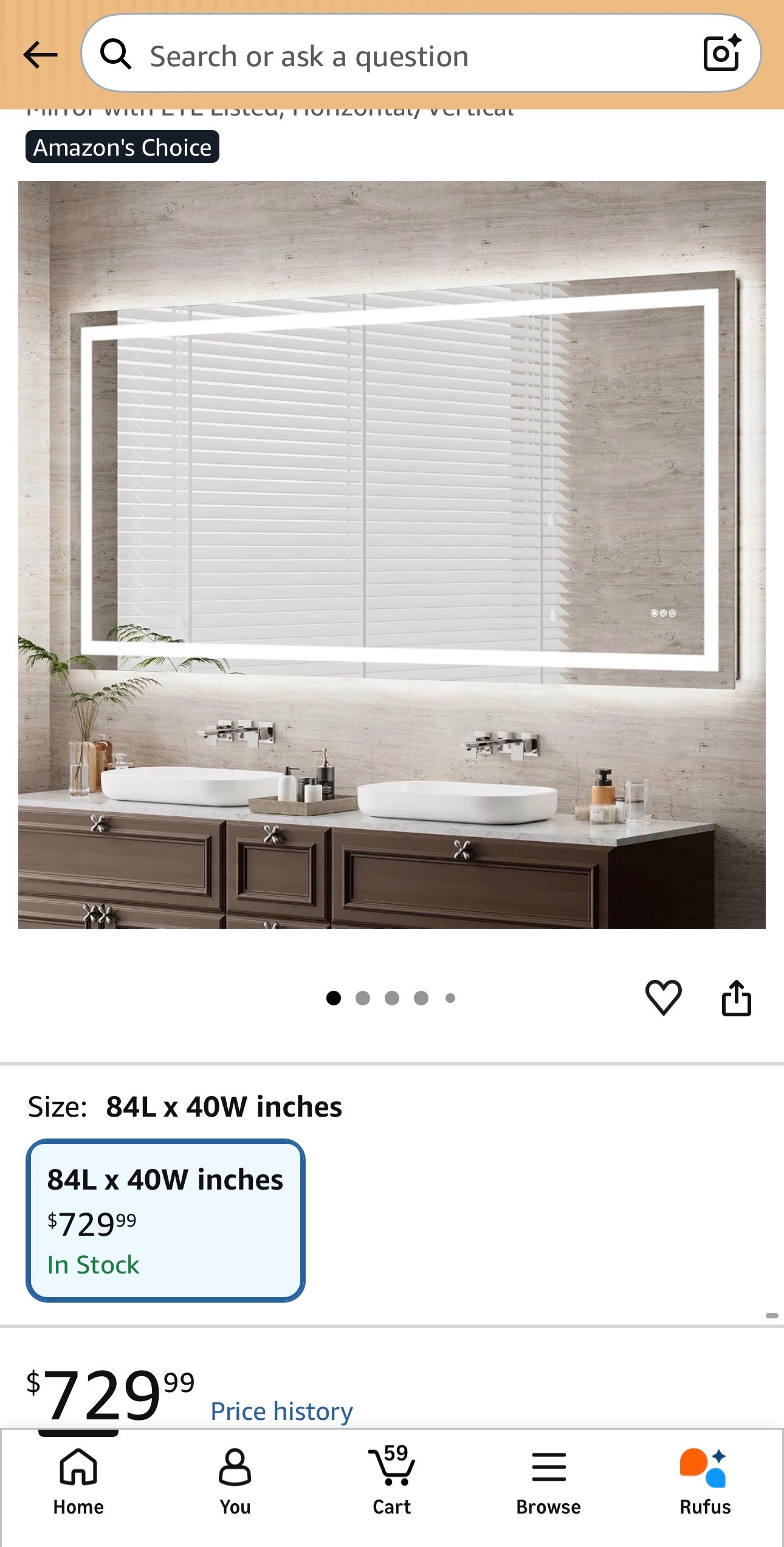 LED Bathroom Mirror 84"x40" Frontlit & Backlit Anti Fog