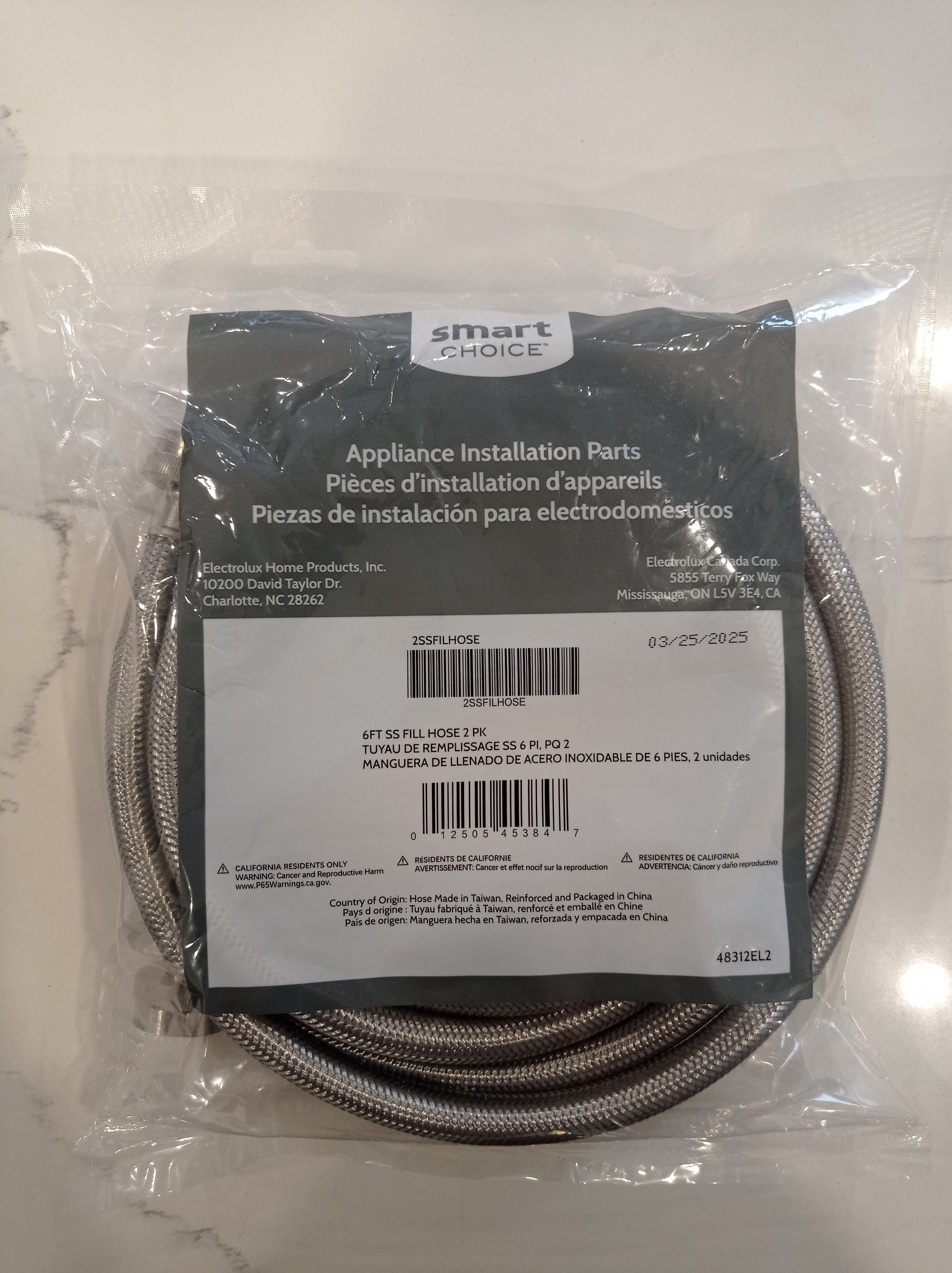 New Supco Stainless Steel Washer Inlet Hoses 2pc (6ft each) - photo 3