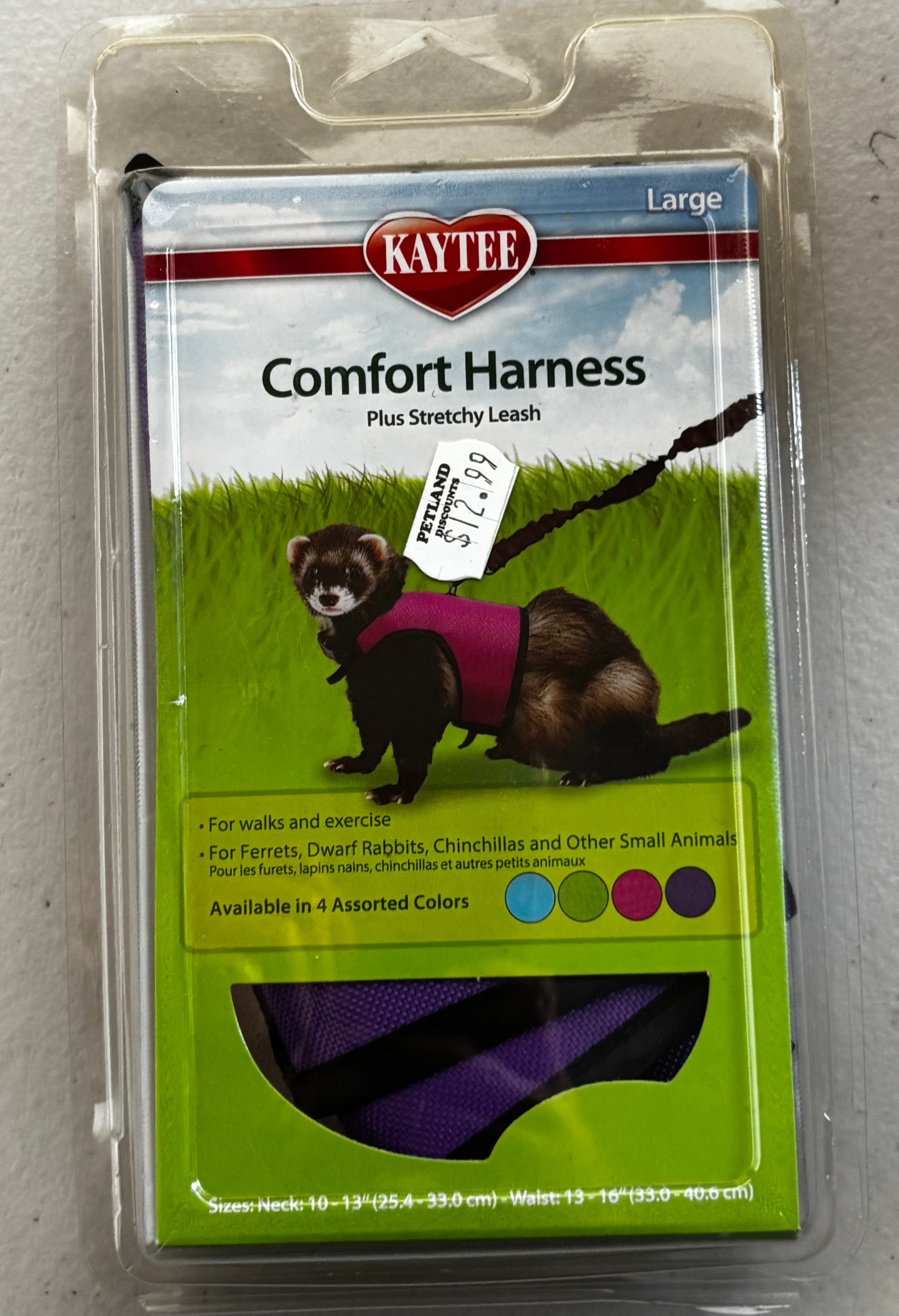 Kaytee Large Small Animal Stretchy Leash Harness Purple