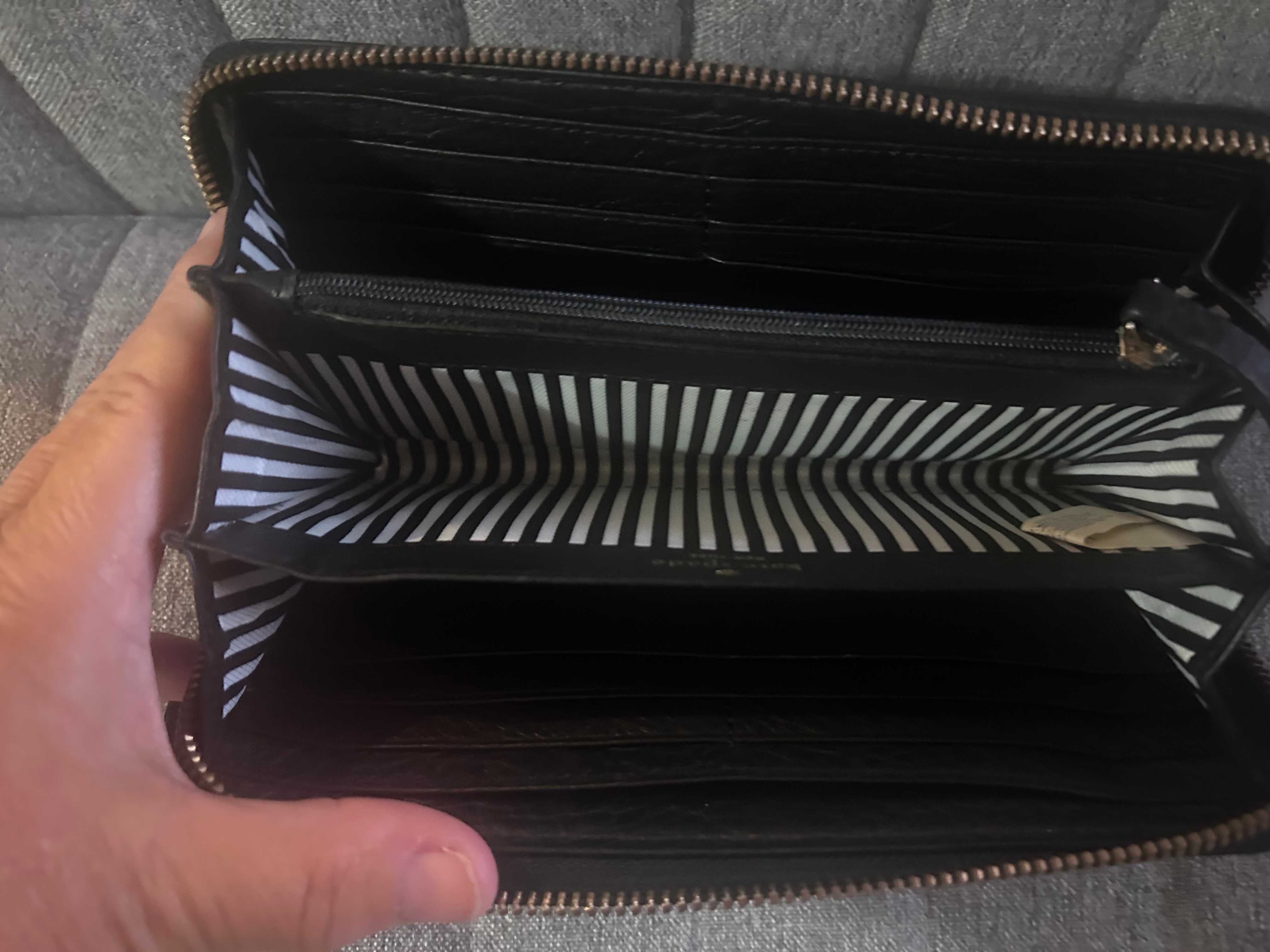 KATE SPADE Black Pebbled Leather Continental Zip-Around Wallet