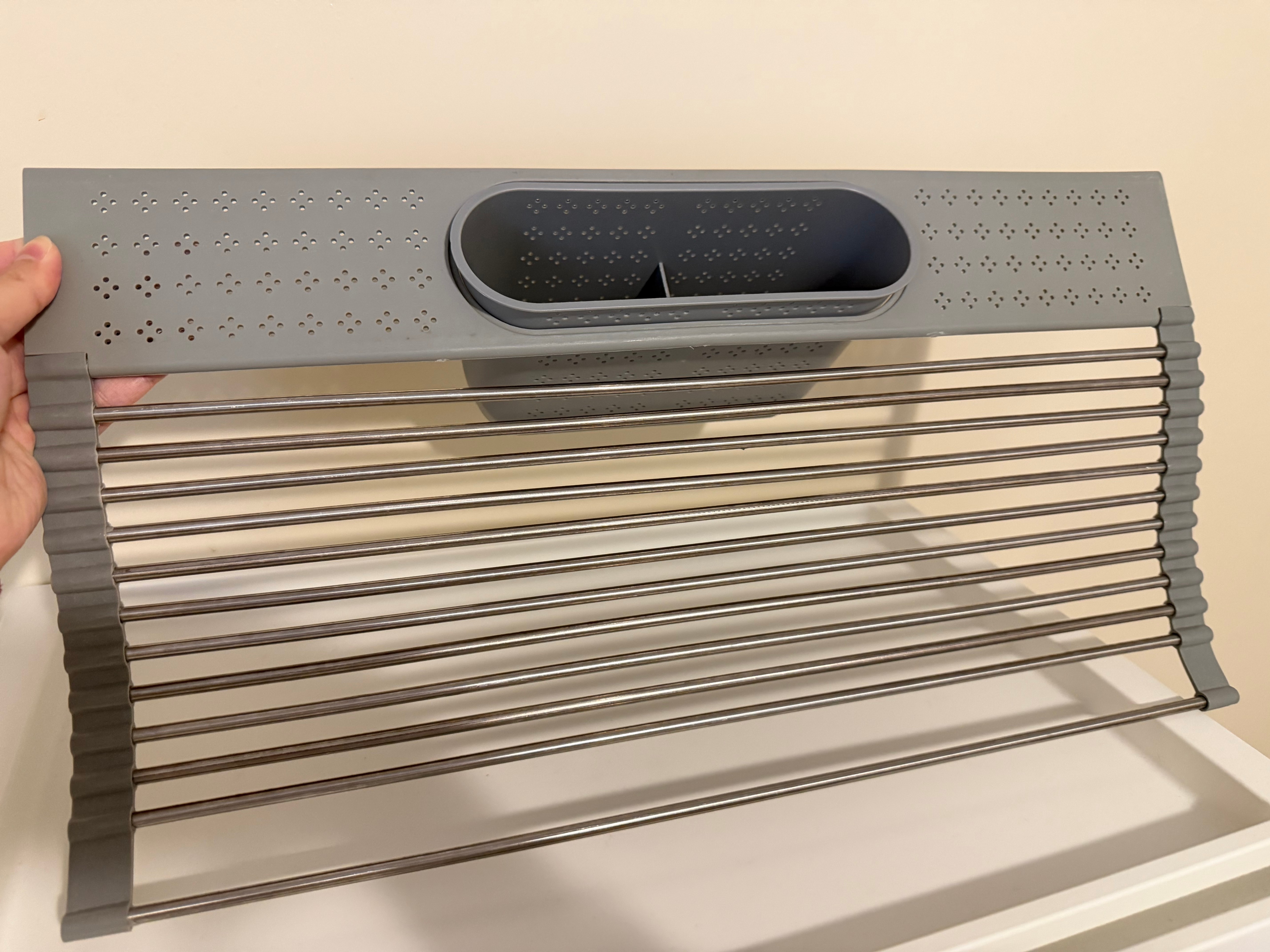 Roll-Up Over-the-Sink Dish Drying Rack with Utensil Holder - photo 4