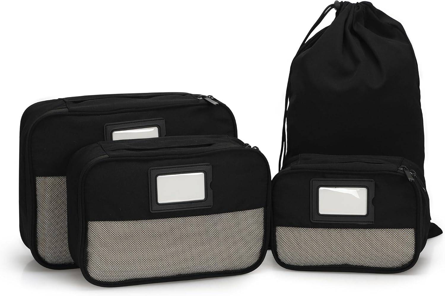 Packing Cubes Travel Organizer Bag Jet Black 4PCS