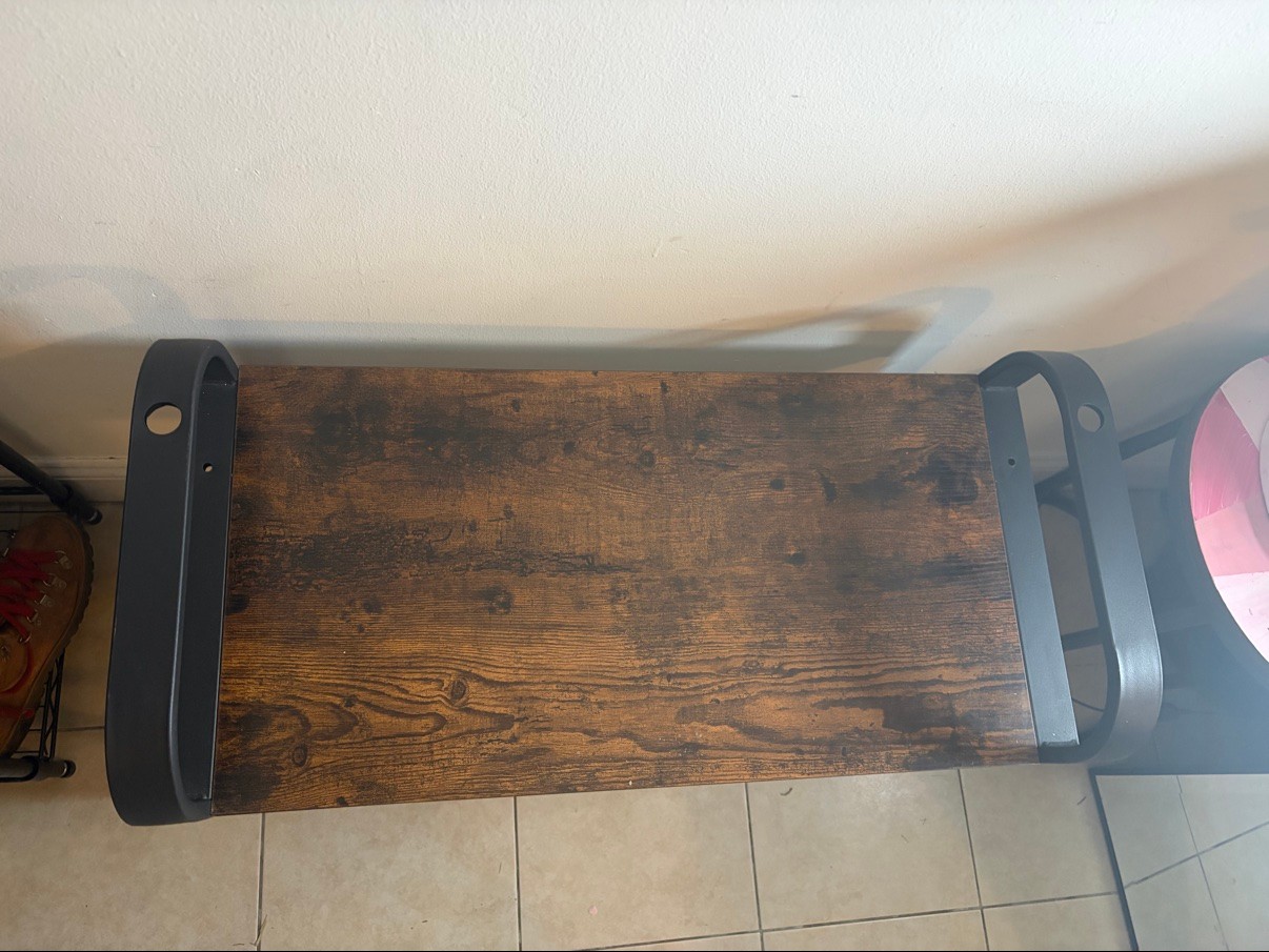 Entryway Shoe Bench with Shoe Rack — Wood Top, Black Metal Frame - photo 4