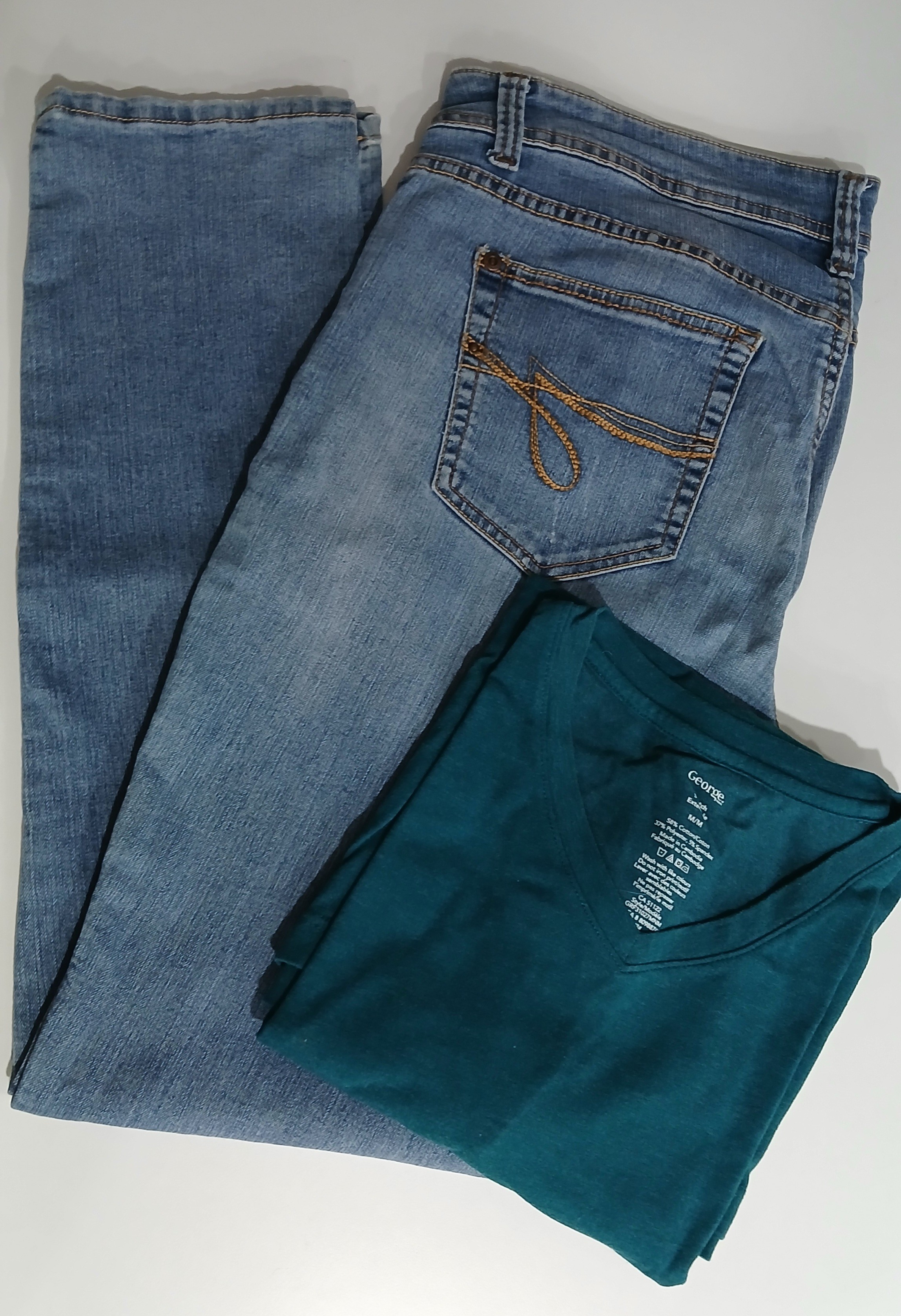 Jordache Jeans ,14 & George Teal Tee ,Medium Set for