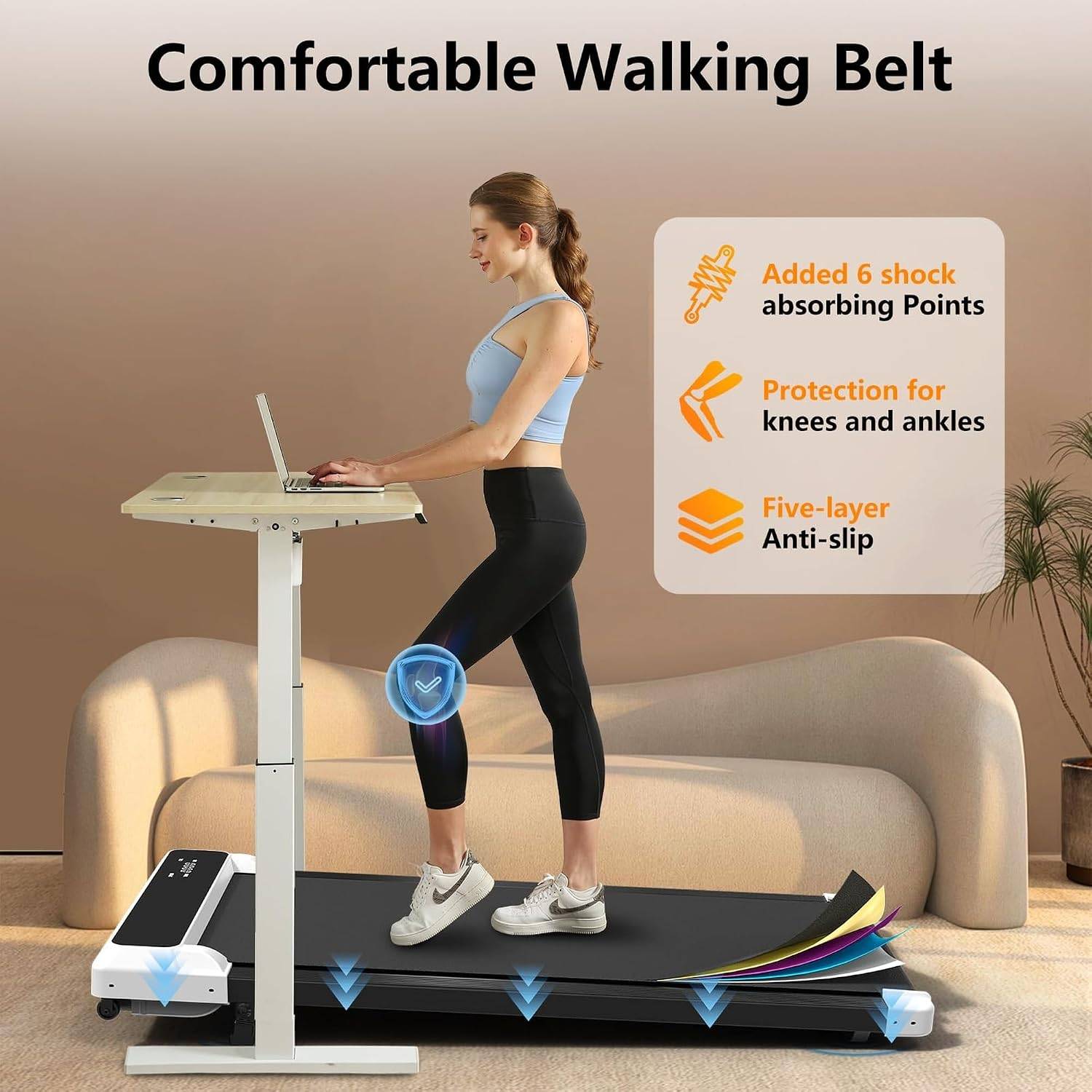 Walking Pad Under‑Desk Treadmill – 2.5HP Quiet Motor
