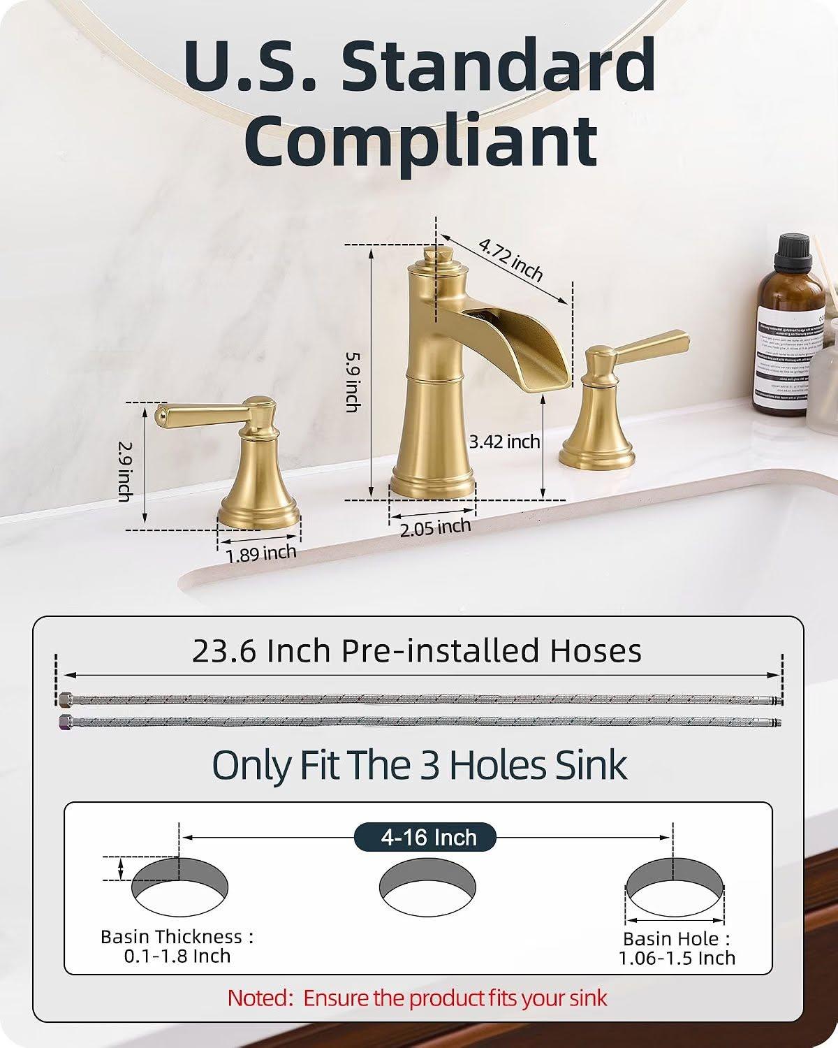 Brushed Gold Waterfall Bathroom Faucet - photo 3