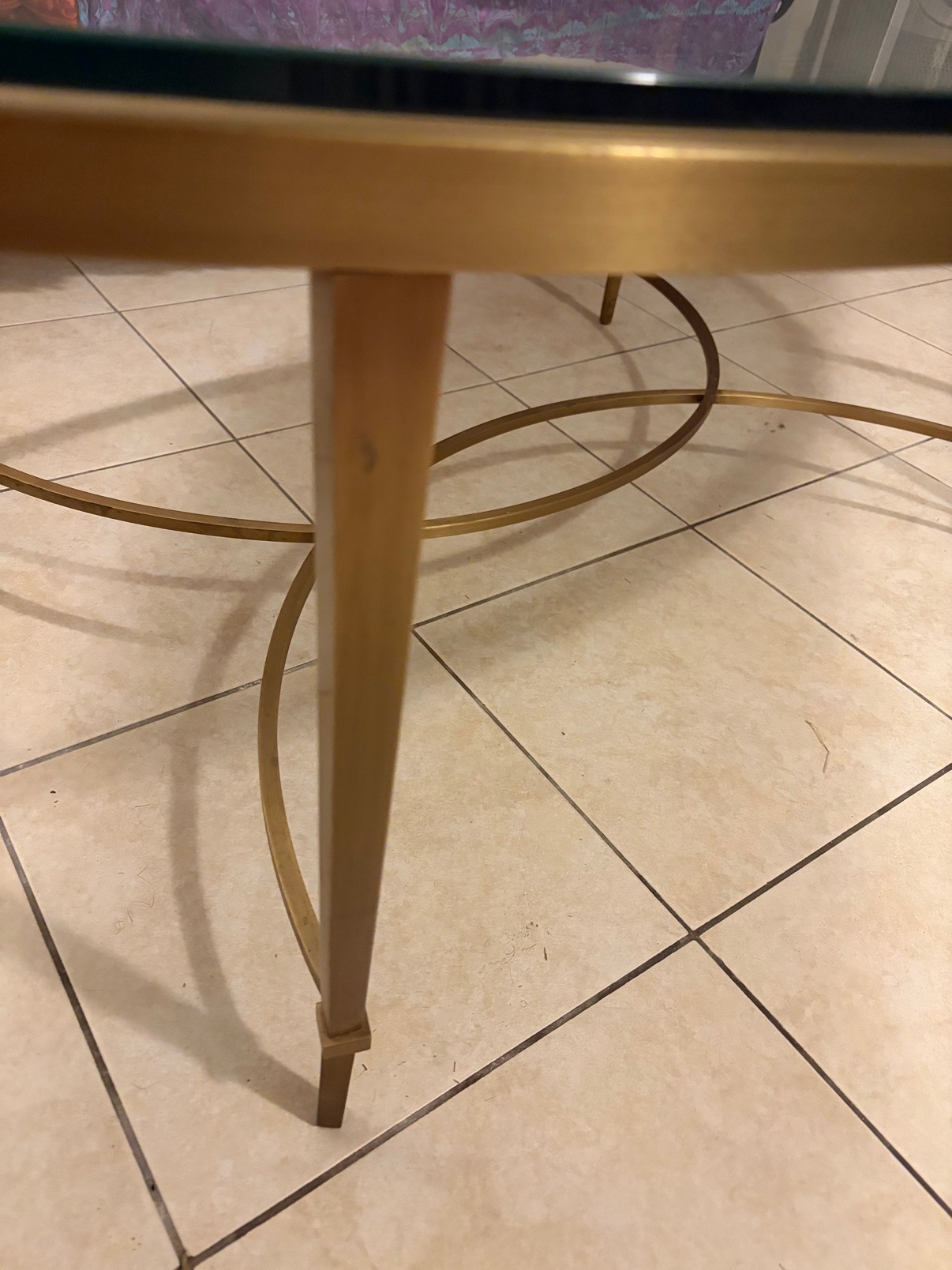 Coffee Table Modern Oval Glass & Brass - photo 4