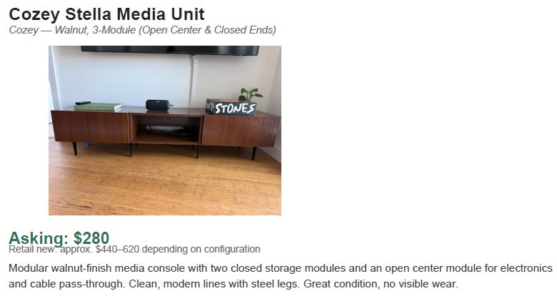Cozey Stella 3-Module Media Unit