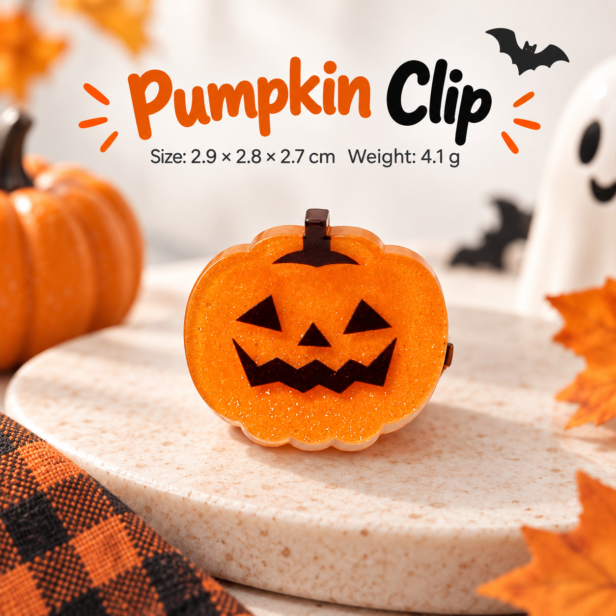 Halloween Hair Clips Set – Ghost, Pumpkin & Black Cat - photo 3