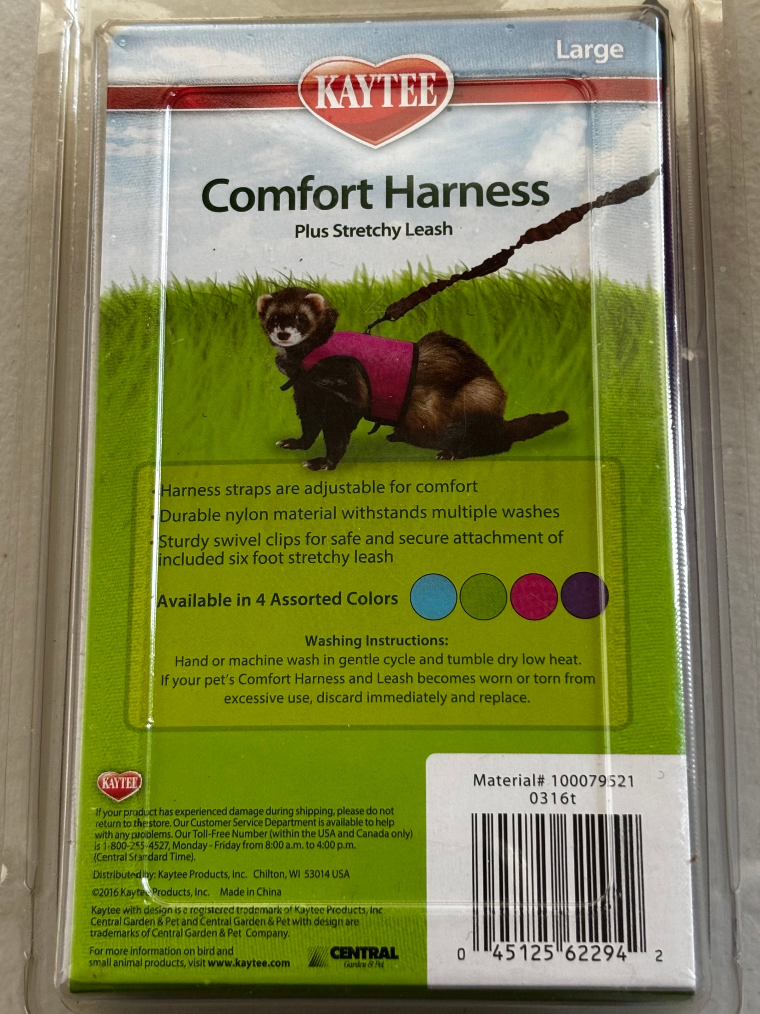 Kaytee Large Small Animal Stretchy Leash Harness Purple - photo 3