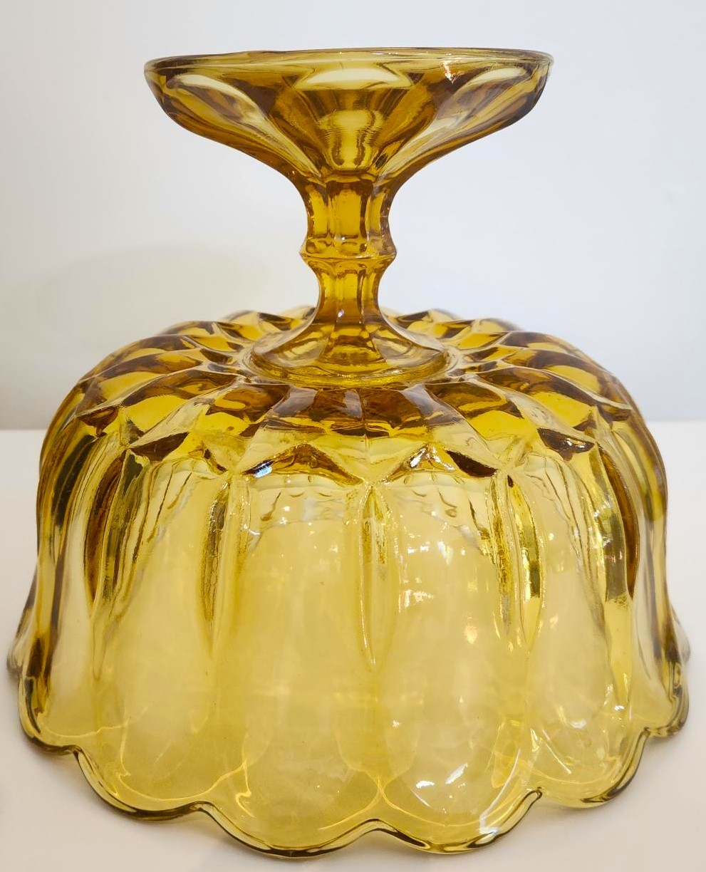 Vintage Anchor Hocking Fairfield Amber Glass Footed Compote Bowl - photo 5