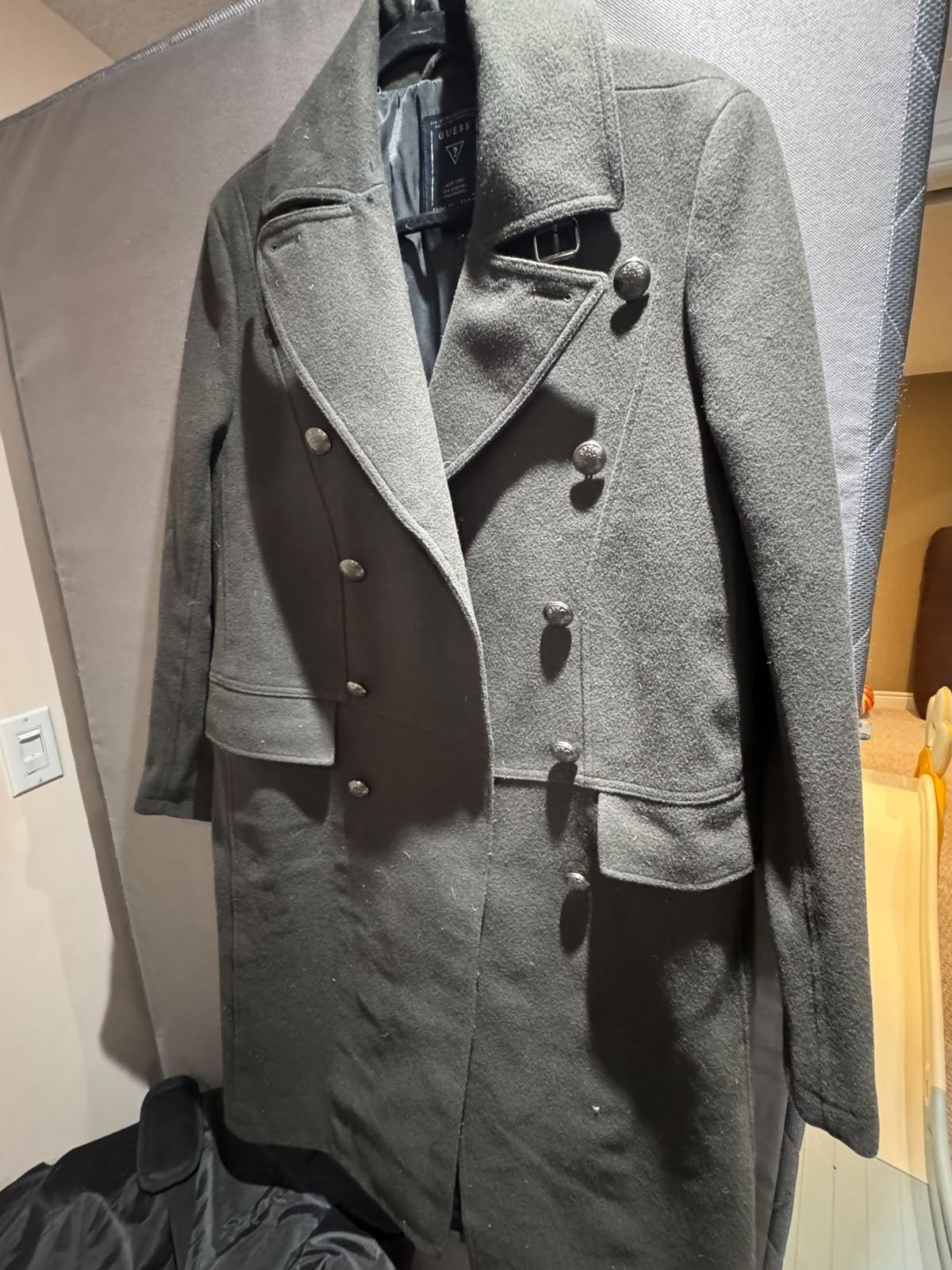 GUESS Double Breasted Wool Blend Coat - Fall Coat - Winter Coat