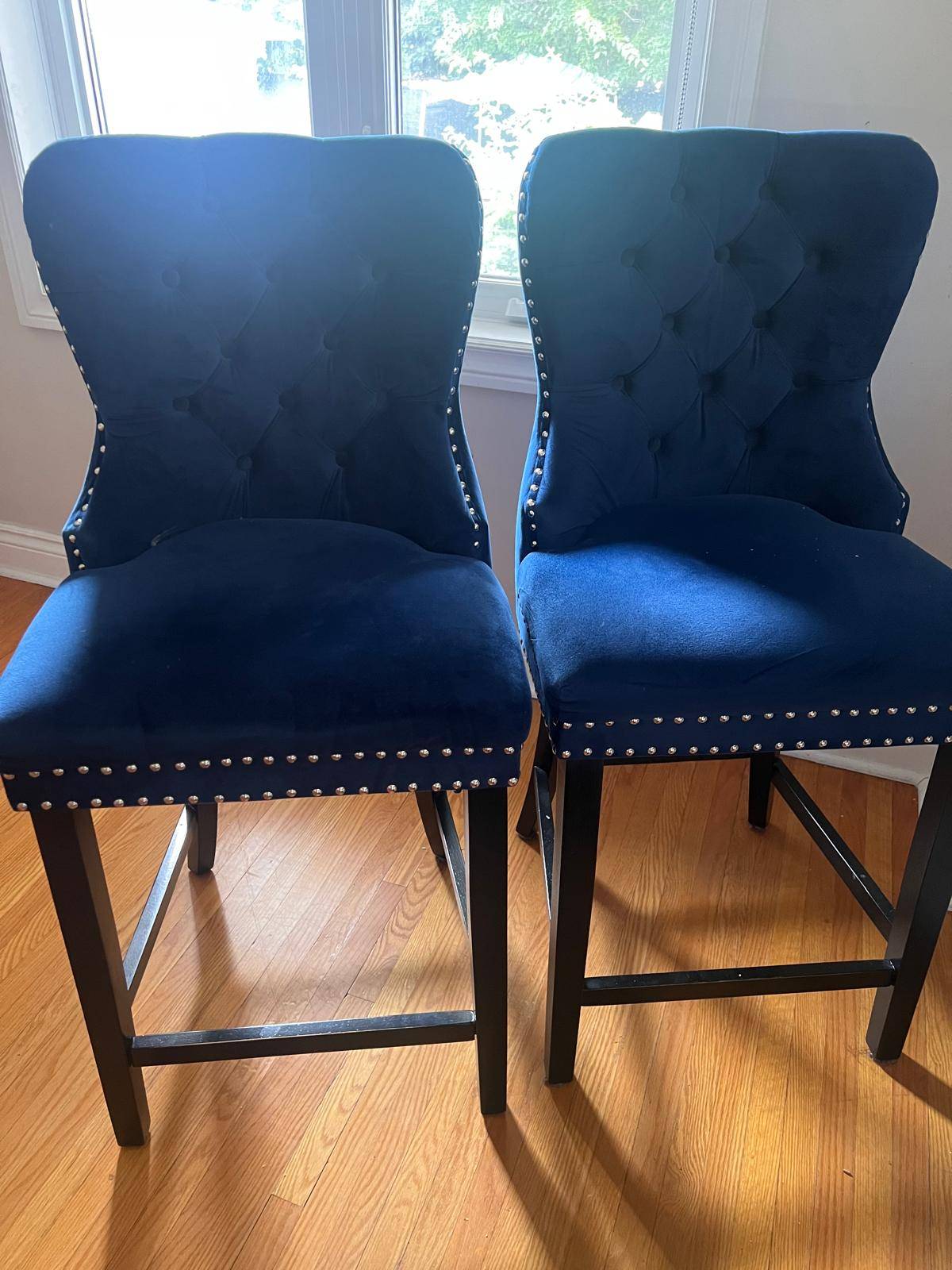 Baxton Studio Howell Fabric Counter Stools in Navy Blue - photo 2
