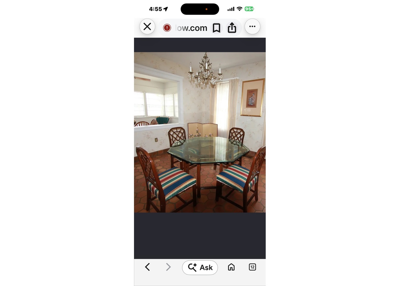 Kindel 54-Inch Hexagonal Glass Dining Set with 4 Chairs