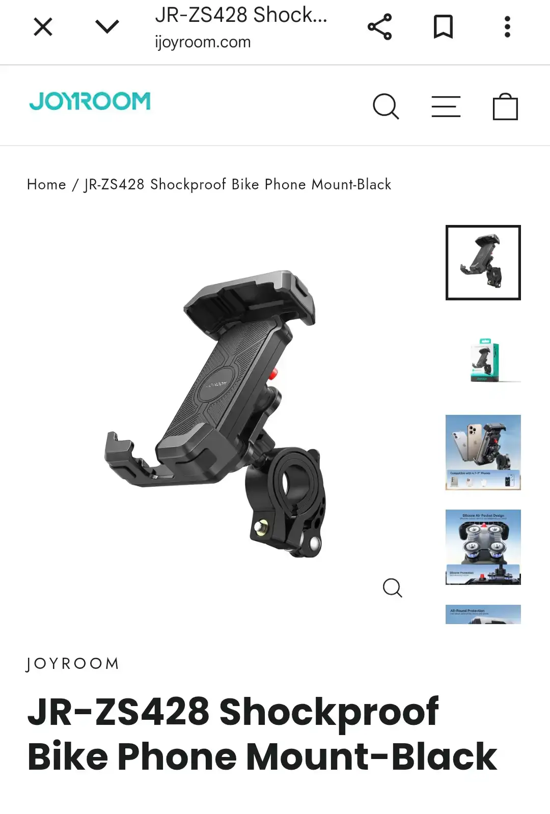 JOYROOM JR-ZS428 Shockproof Bike Phone Mount - Black