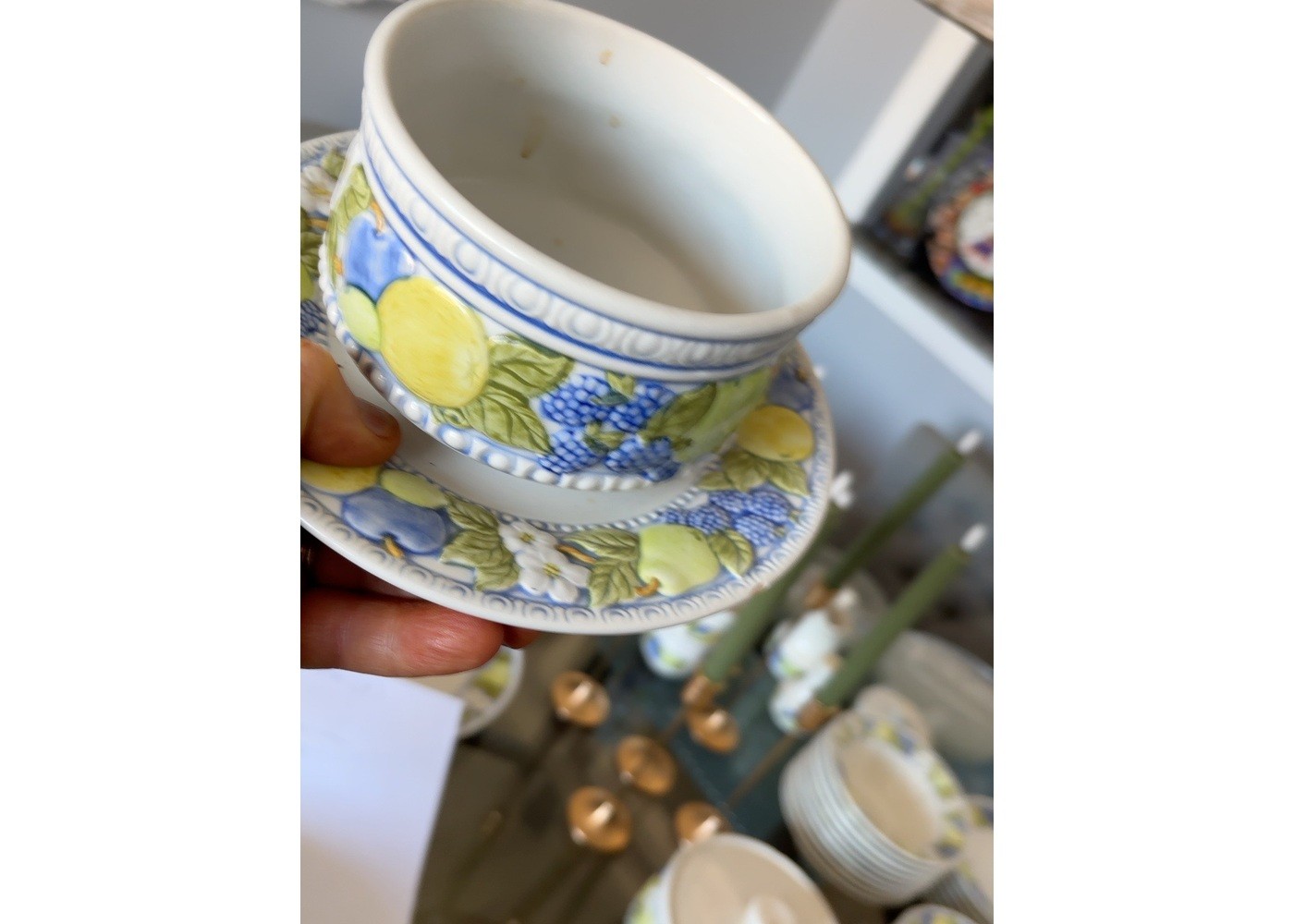 Set of 6 Metlox Vernon Ware Della Robbia Coffee Cups