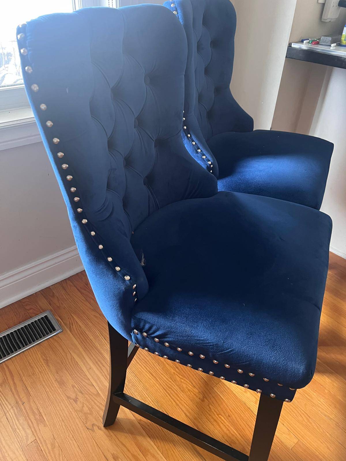 Baxton Studio Howell Fabric Counter Stools in Navy Blue - photo 3