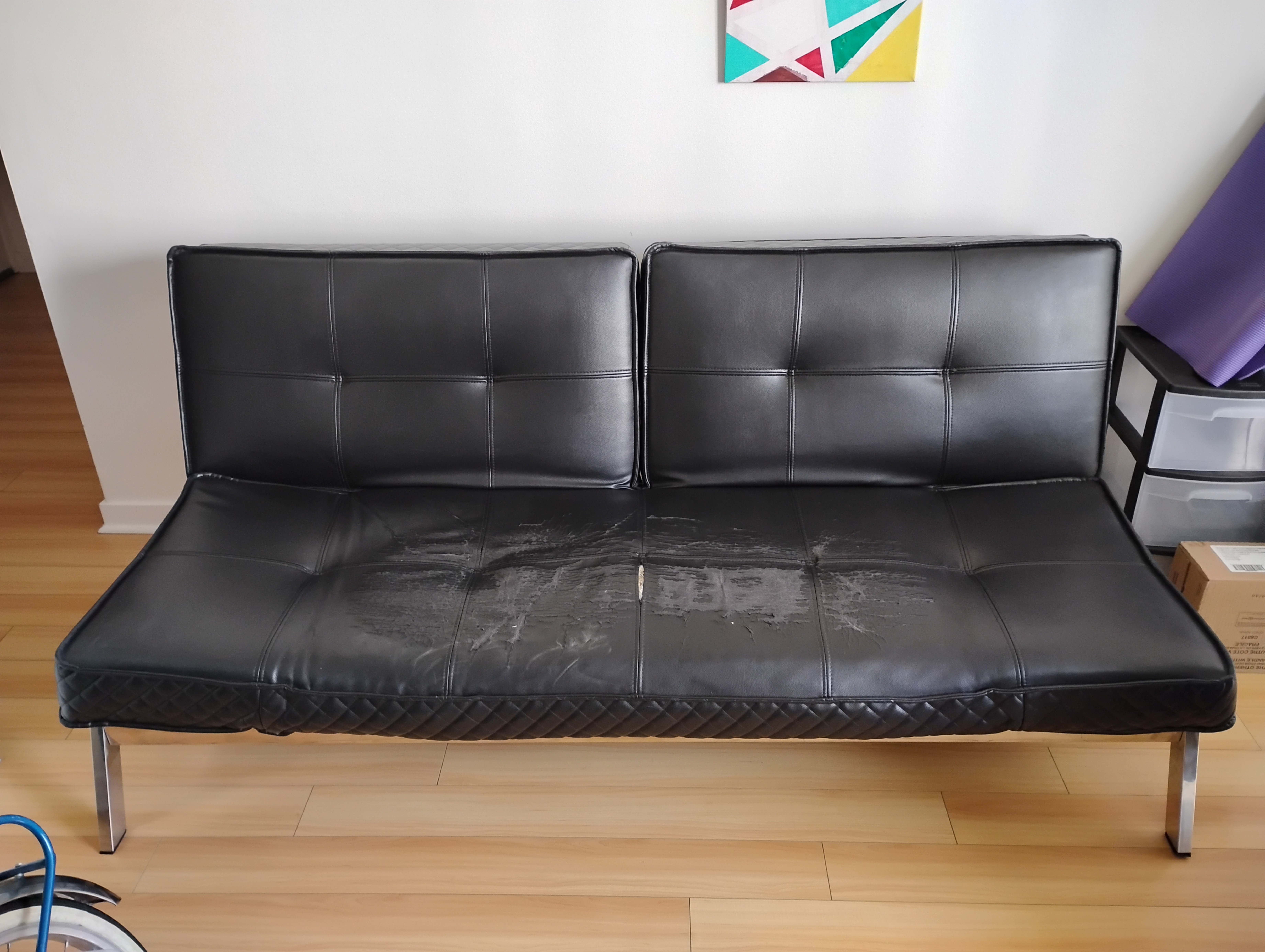 Free black sofa bed couch faux leather West End - photo 3