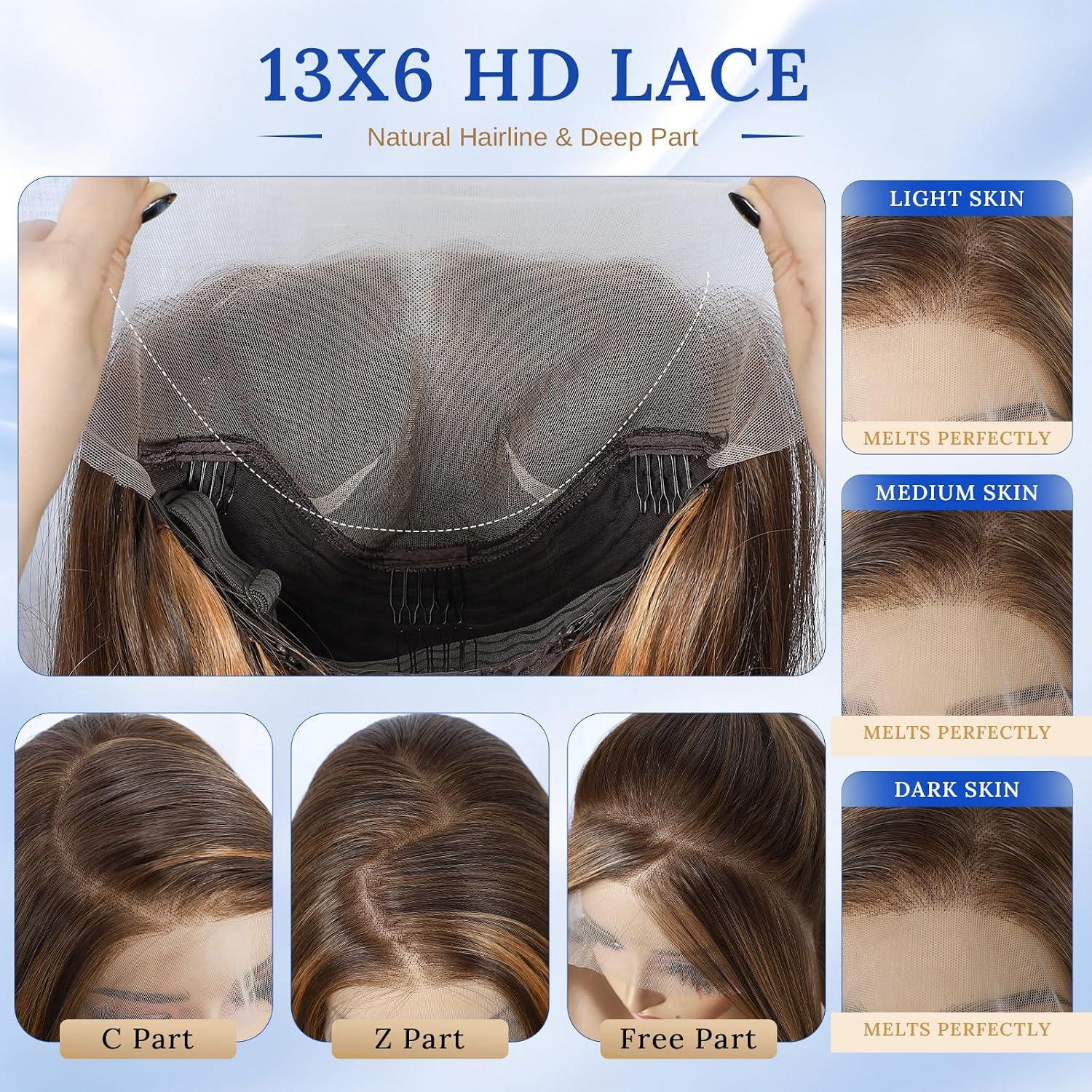 NEW~ 26" Brown Layered Blowout Lace Front Wig – 13x6 - photo 4