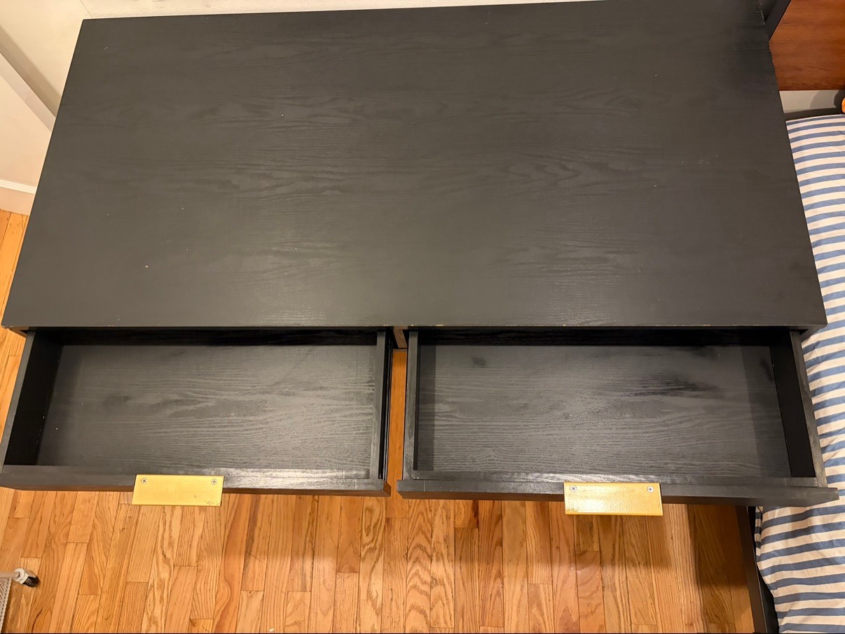 Black Desk with Gold Legs — 2 Drawers, 47.5 in Wide - photo 5