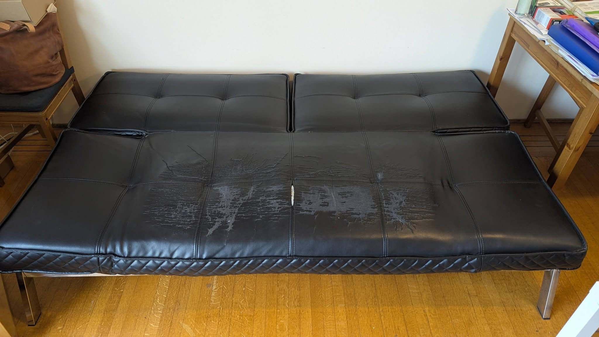 Free black sofa bed couch faux leather West End - photo 2