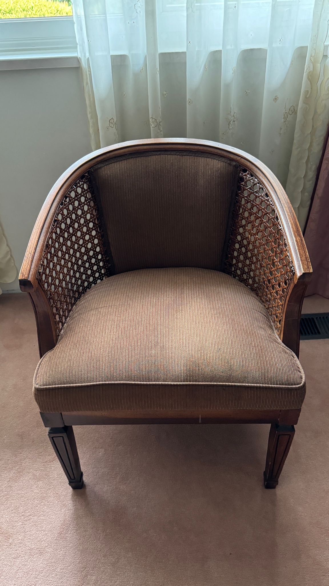 Beautiful Wood & Rattan Armchair – C$150