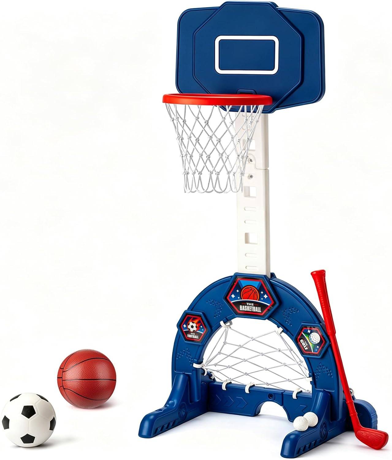 Indoor Basketball Net for Kids with Soccer Goal, Golf Game
