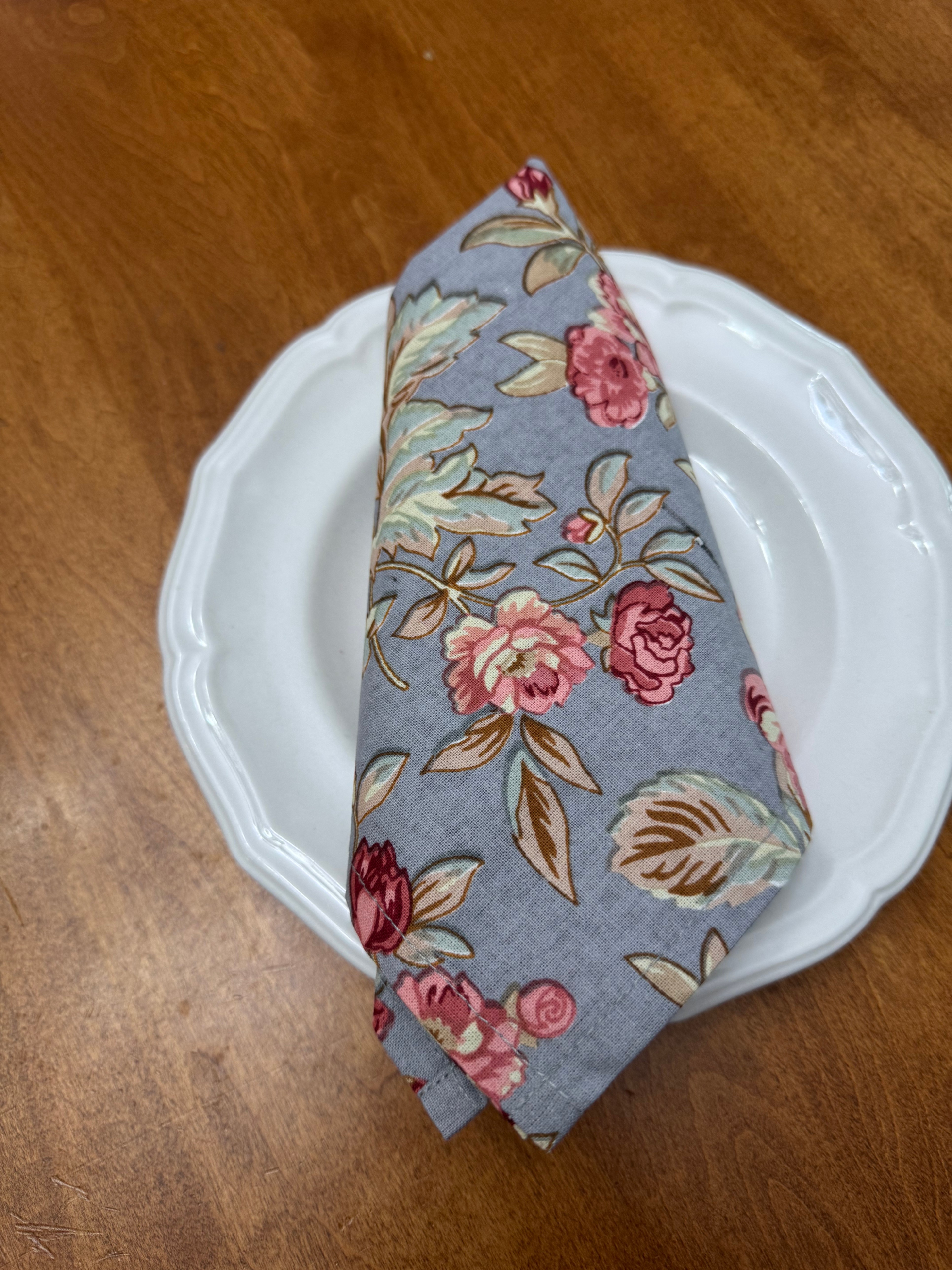 2 Sets • 6 Brand New Cotton Floral Dinner Napkins • Steal Deal! - photo 3