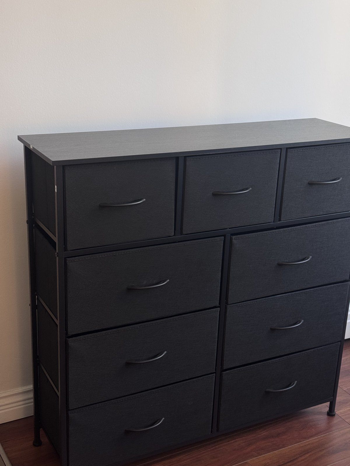 MUTUN 9 Drawer Dresser, Black Fabric, Steel Frame, Wood Top - photo 2