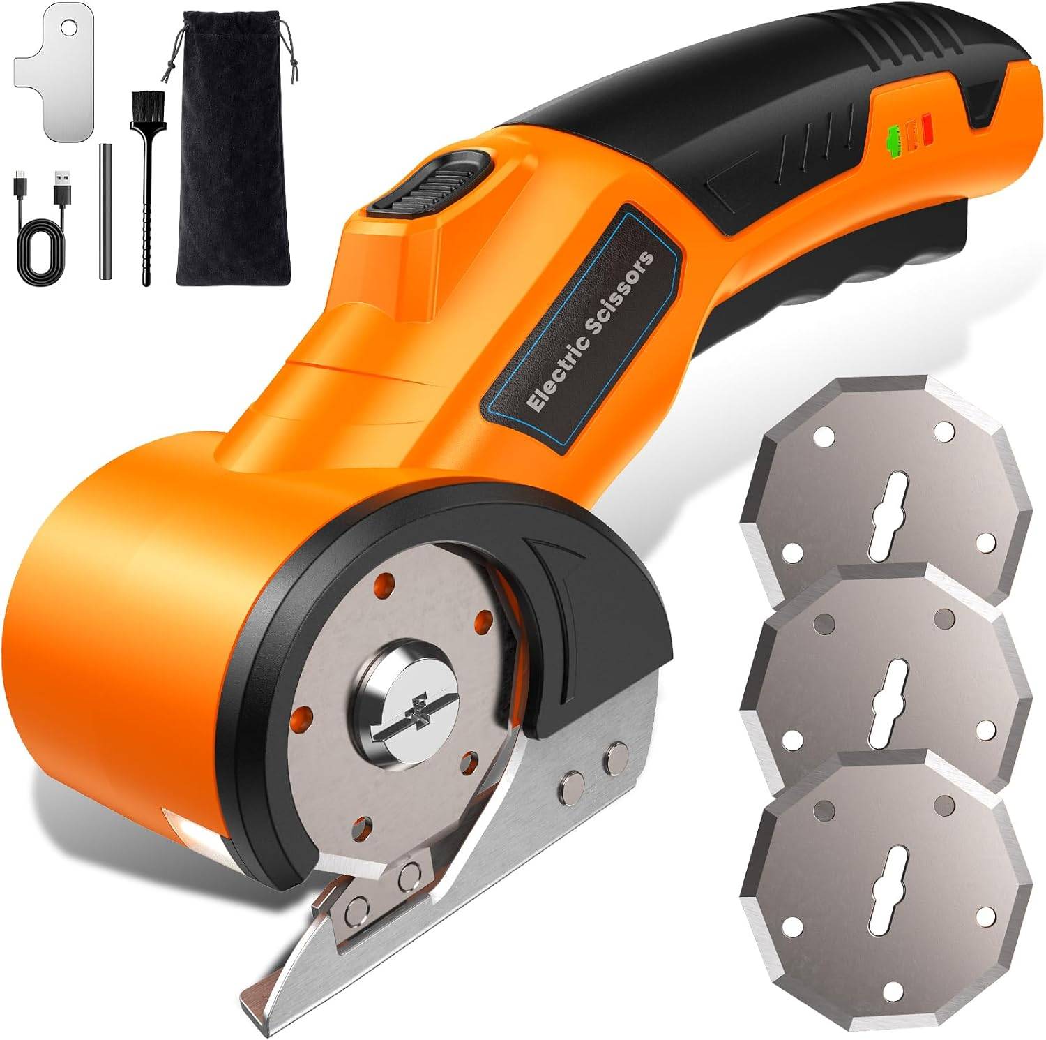 Cordless Electric Scissors with 3 Tungsten Steel Blades