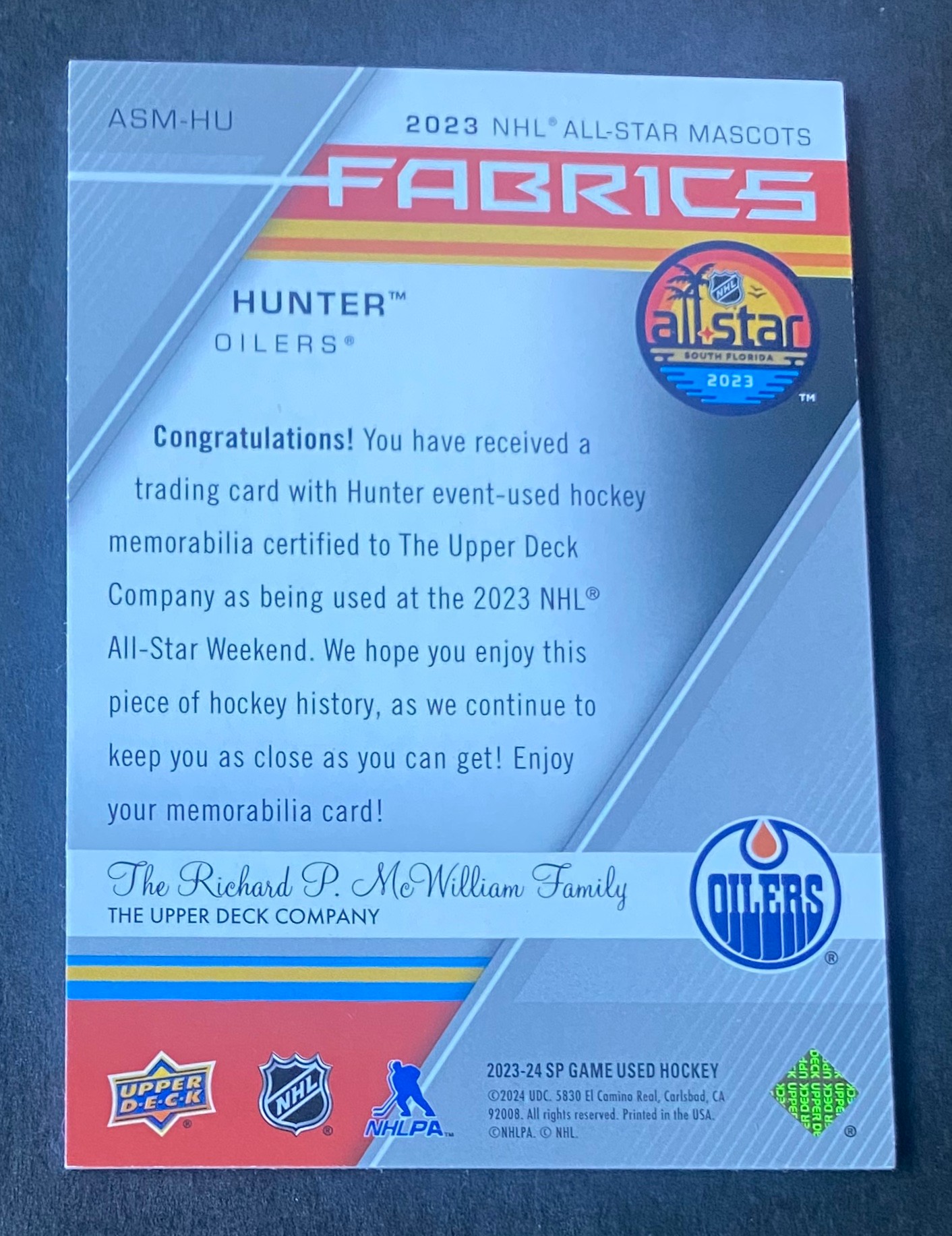 Edmonton Oilers Hunter Mascot Game Used Jersey - photo 2