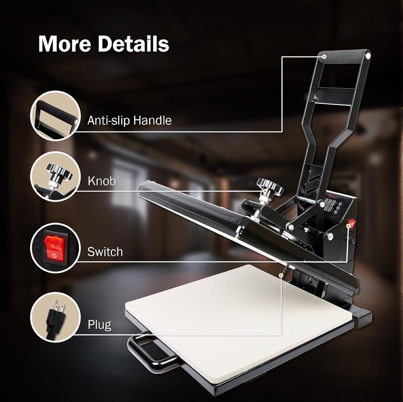 PowerPress Industrial-Quality Digital Heat Press Machine 15x15" - photo 4