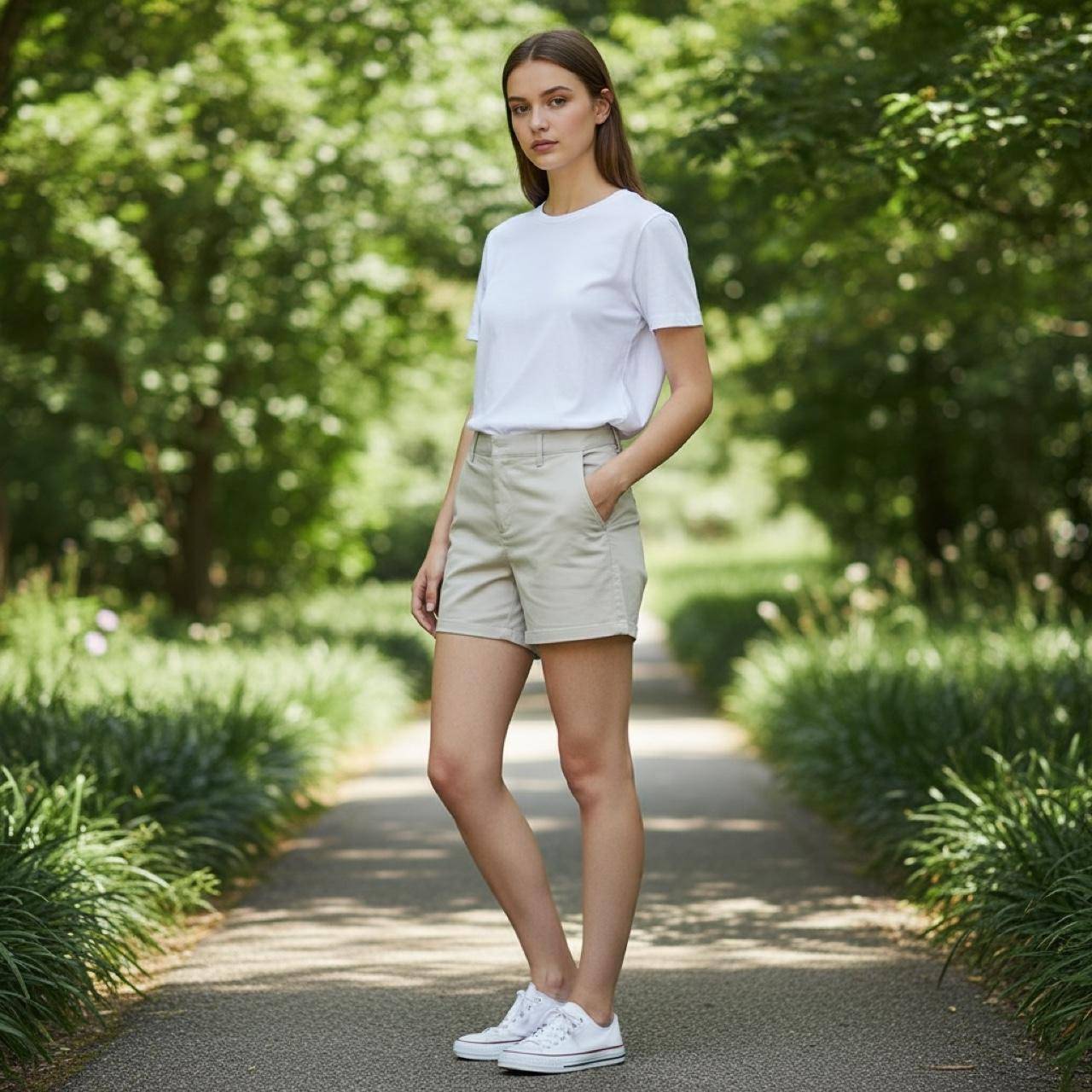 Cream Linen Shorts Relaxed Fit – Size L – Brand New