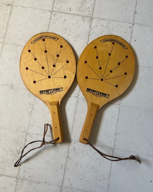 Vintage 1970s Wooden Sportcraft Pickleball paddle set 13195 - photo 2