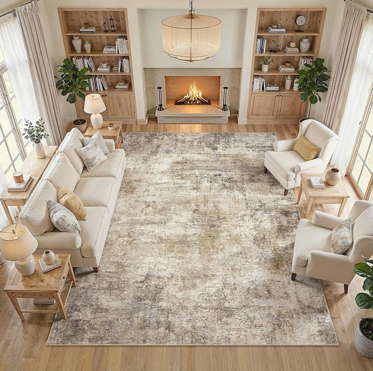 NEW: 8x10 Area Rugs Living Room: Washable Abstract Rug