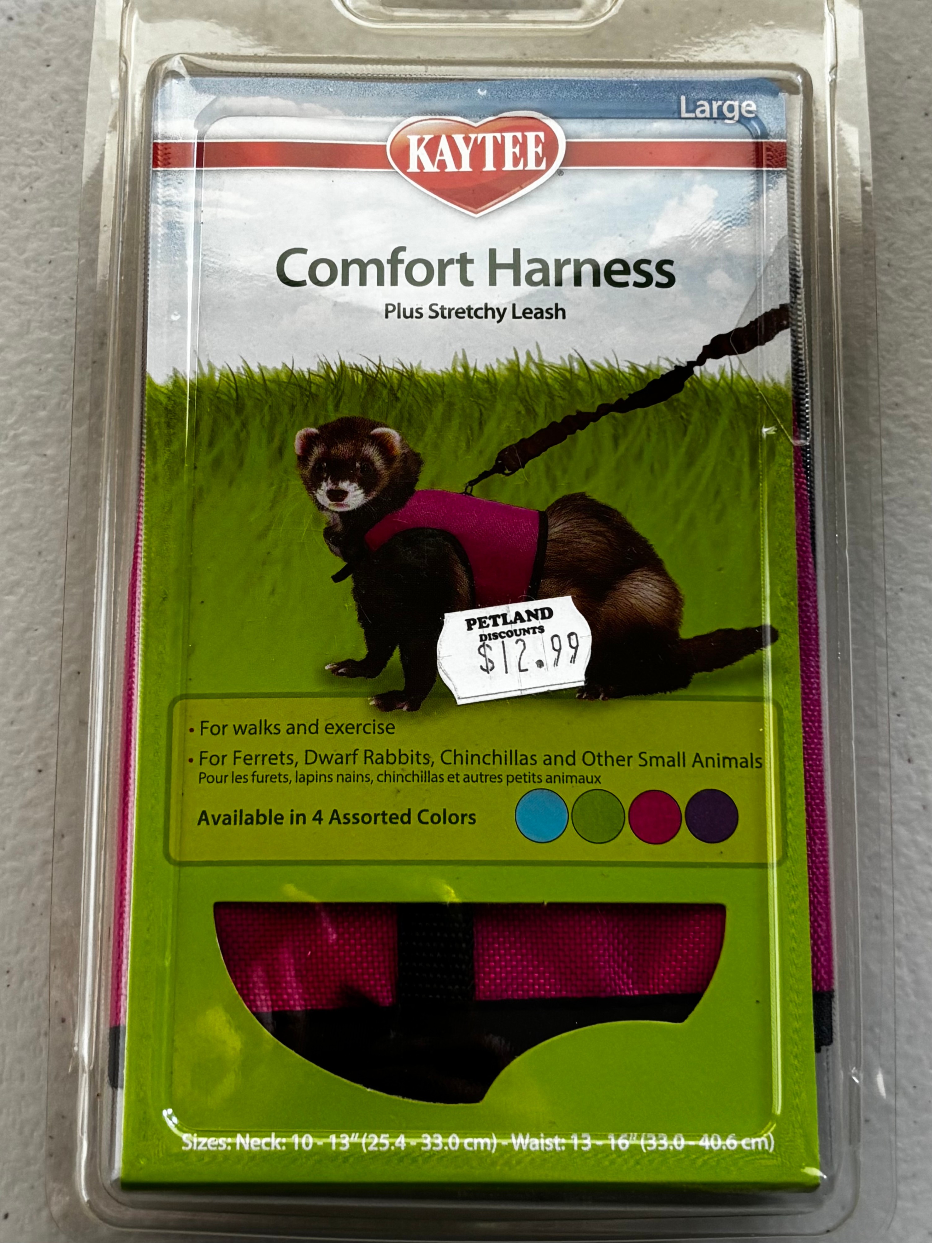 Kaytee Large Small Animal Stretchy Leash Harness Pink