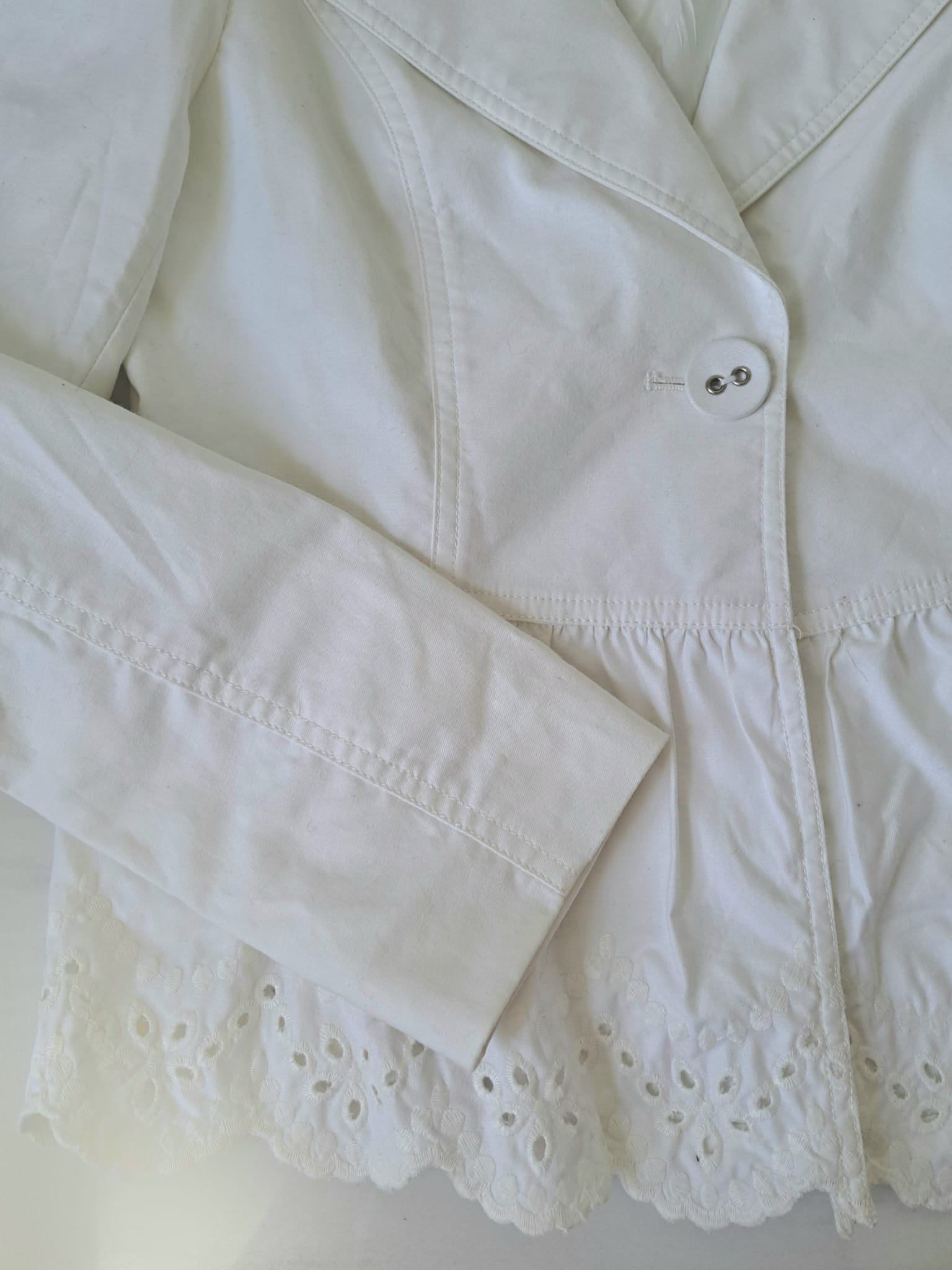 🐩 Y2K White Eyelet Peplum Blazer Jacket - photo 5