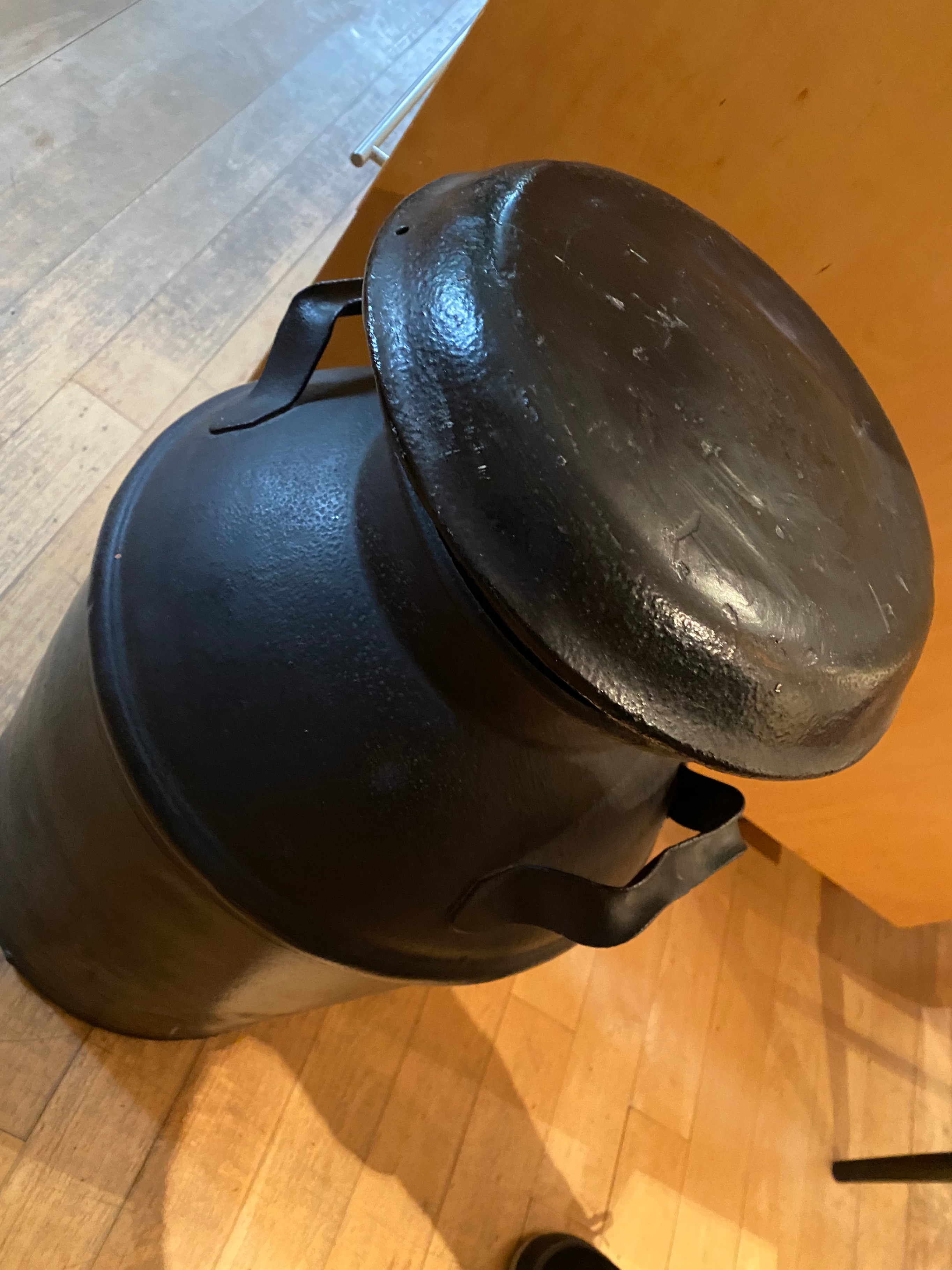 Antique Metal Milk Can: Painted Black - photo 2