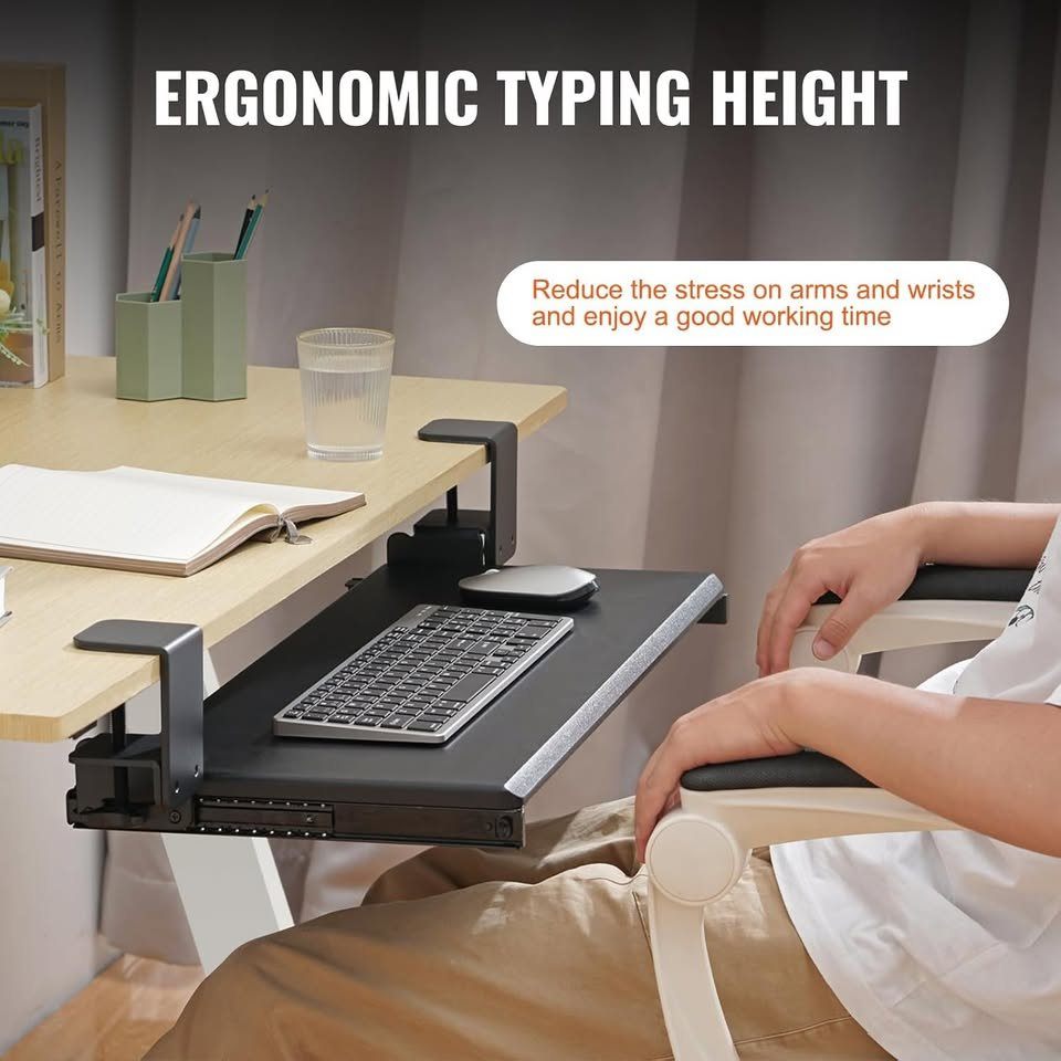 New VEVOR No Drill, C Clamp Keyboard Tray Under Desk, Large - photo 2