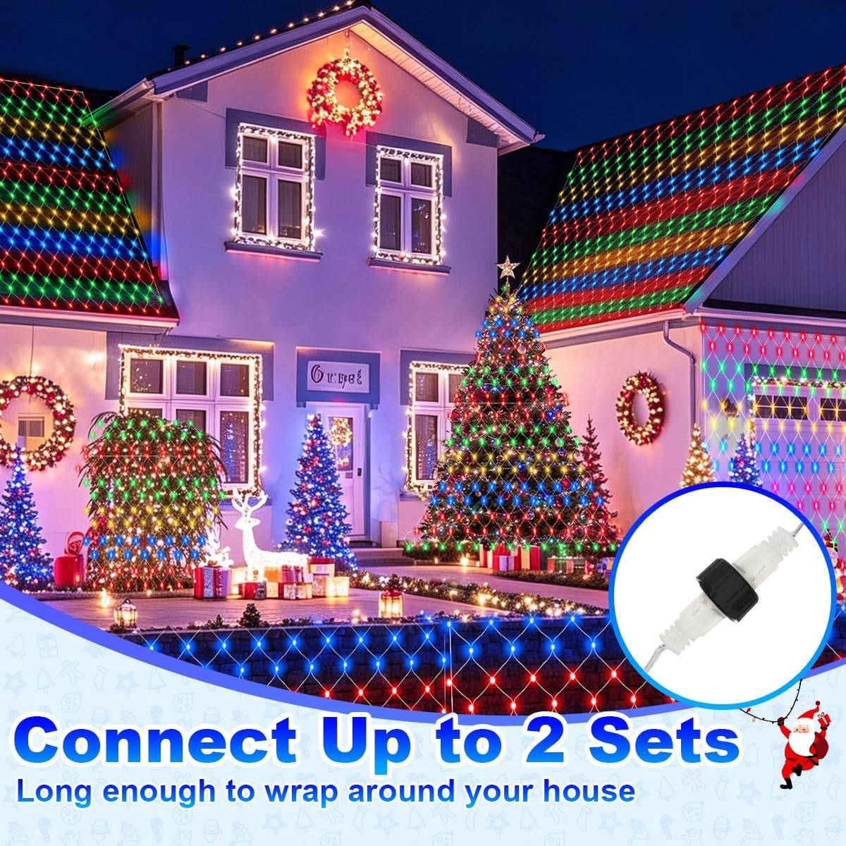 Festive Living Solar 200 LED Multicolor Net Lights 9.8' x 6.6' - photo 4