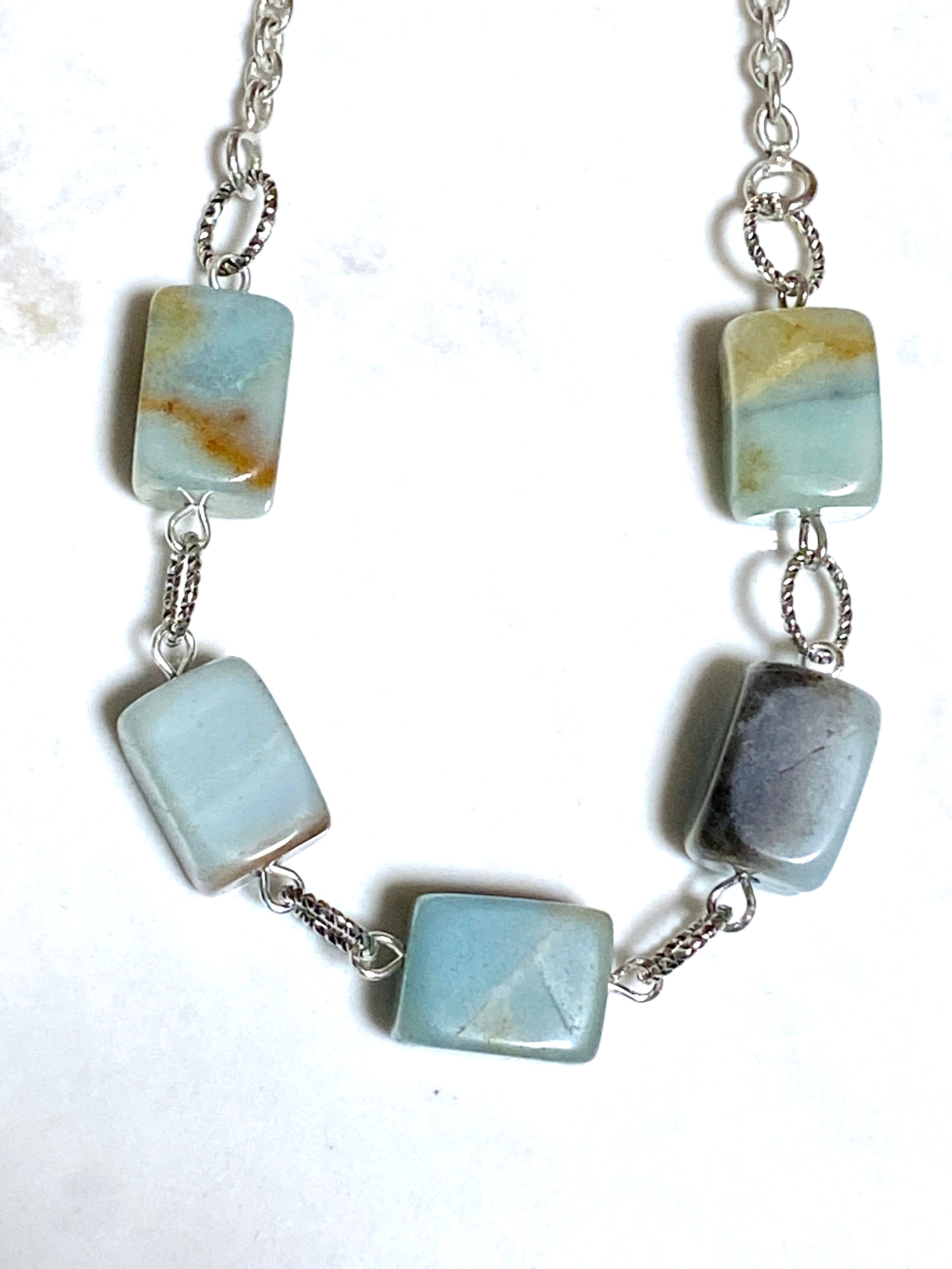 Natural Pale Teal Calcite Necklace, Gemstone Short Necklace - photo 4