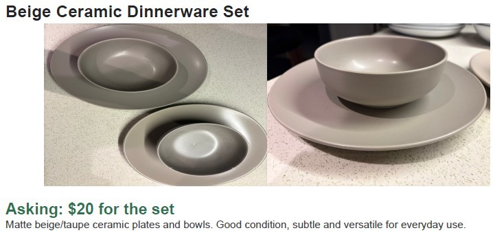 Beige Ceramic Dinnerware Set