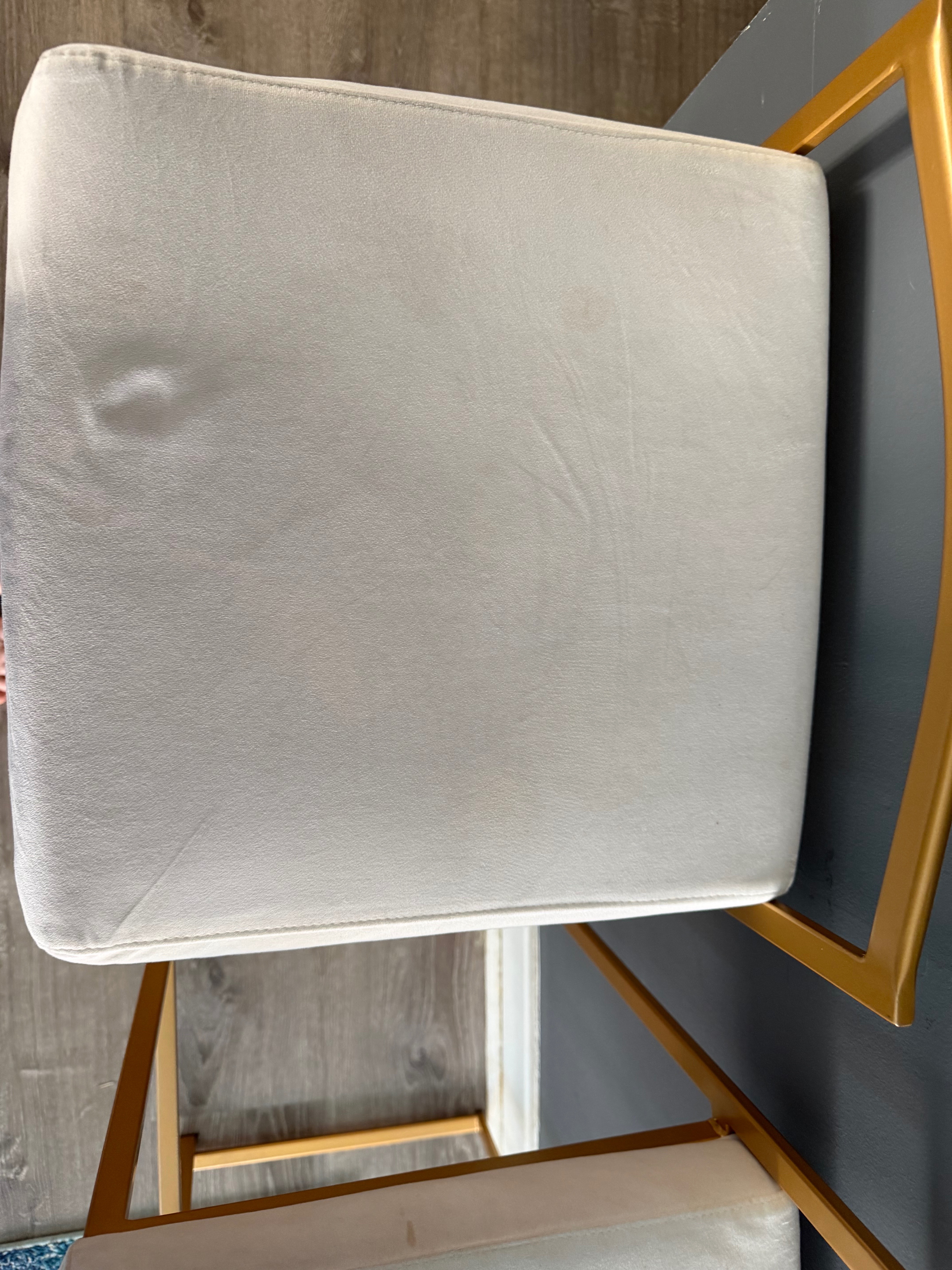 Set of 2 Gold and Cream Velvet Bar Stools - photo 3