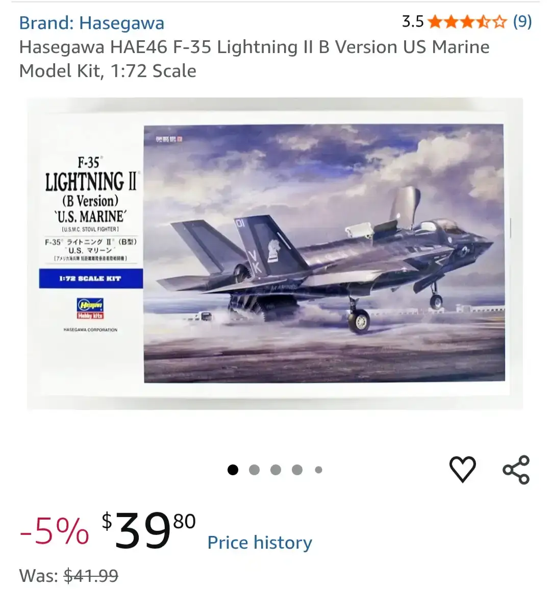 Hasegawa F-35 Lightning II (B Version) Model Kit 1:72