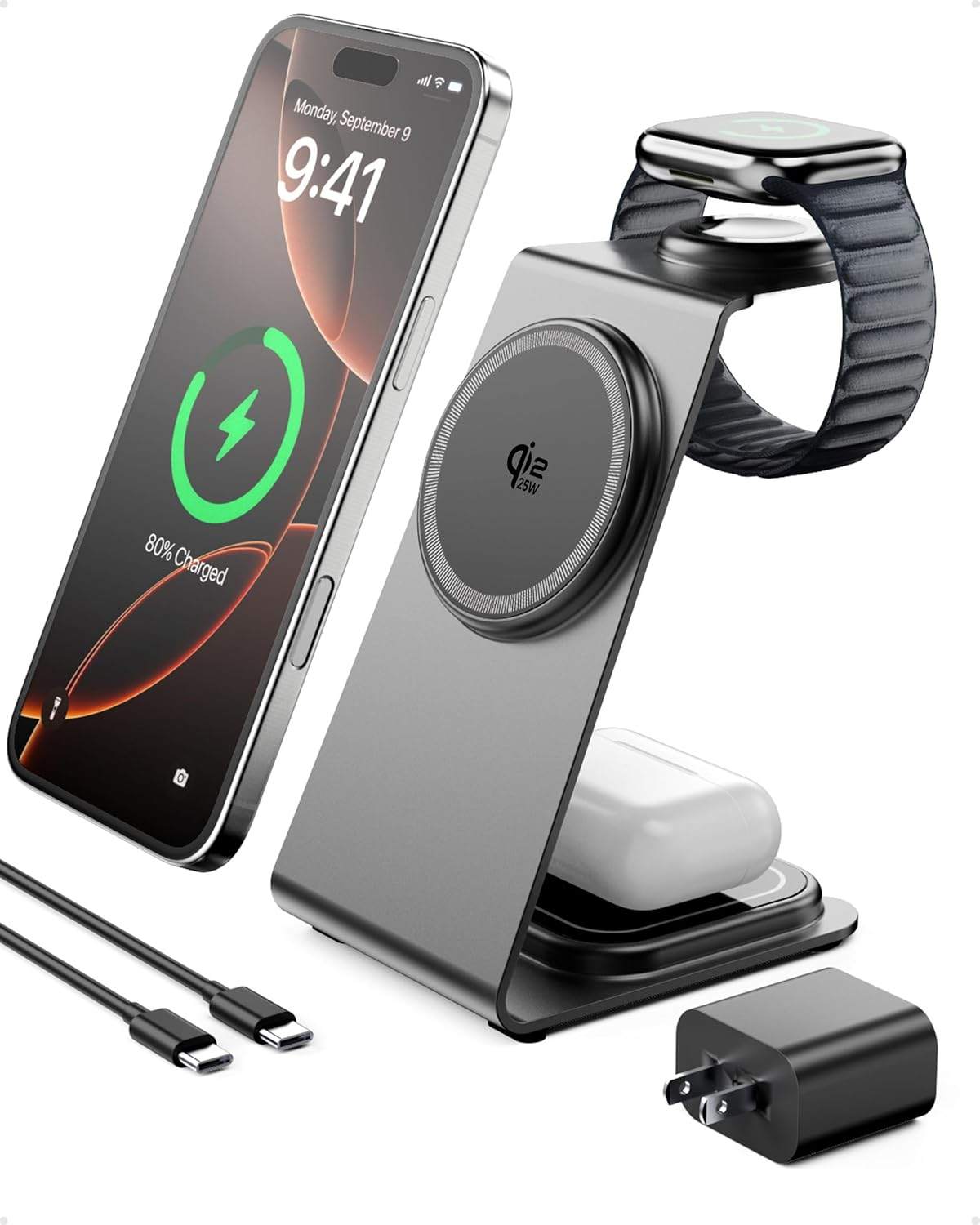 25W 3 in 1 Wireless Charging Station for MagSafe