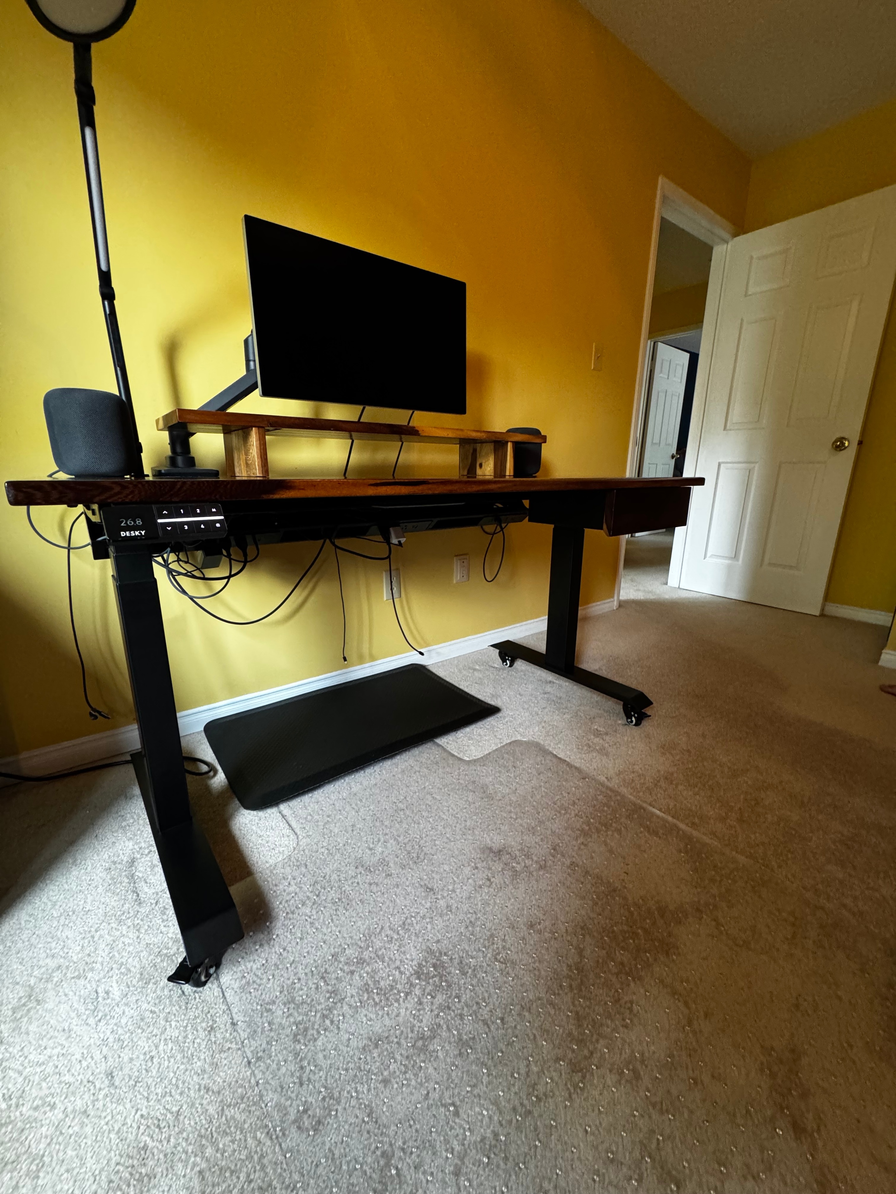 Desky 72" Solid Pheasantwood Sit Stand Desk Setup - photo 5
