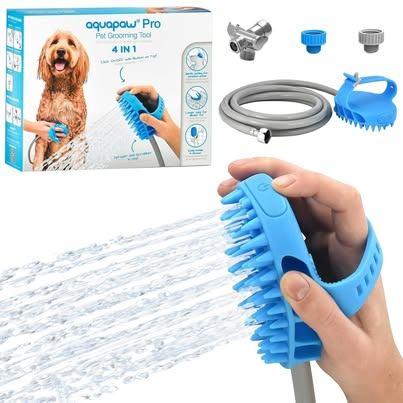 Aquapaw Pro Dog Bath Brush & Sprayer – Brand New