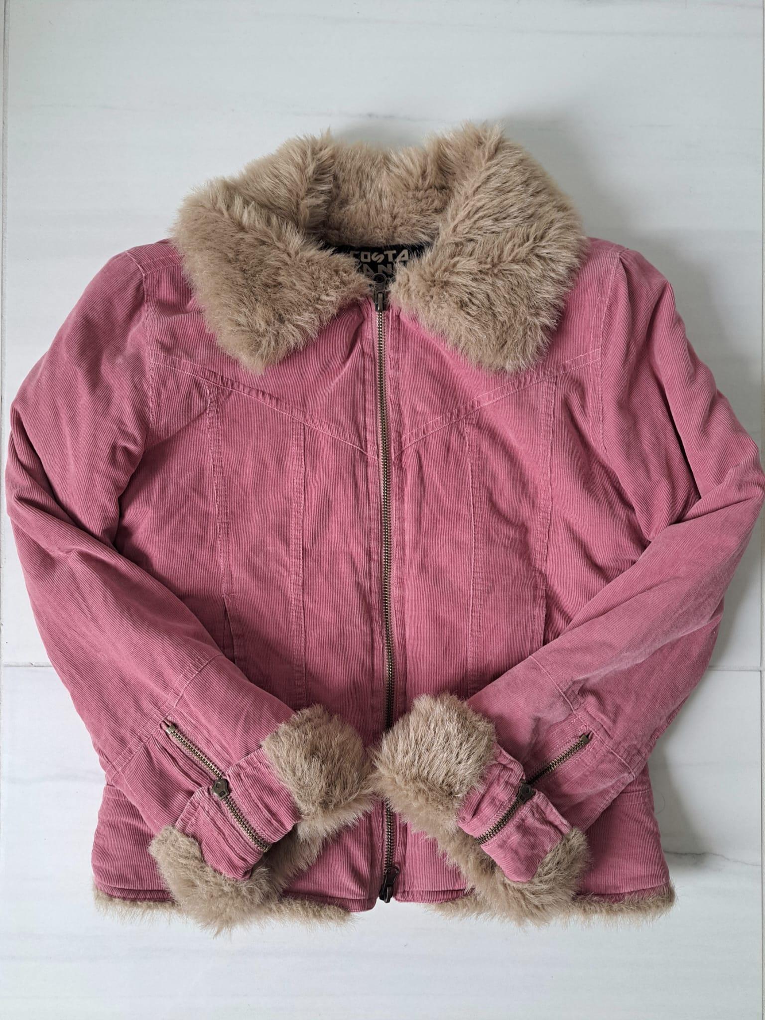 🎀 Y2K Dusty Pink Faux Fur Lined Corduroy Jacket - photo 4
