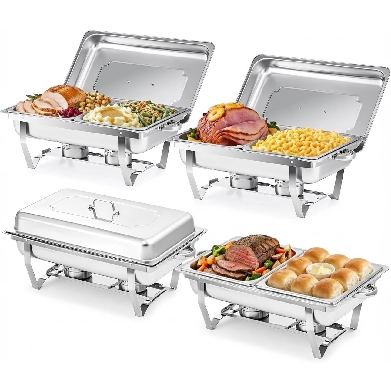 Chafing Dish Buffet Set 4 Pack 8 qt Chafers Foldable Frames - photo 2